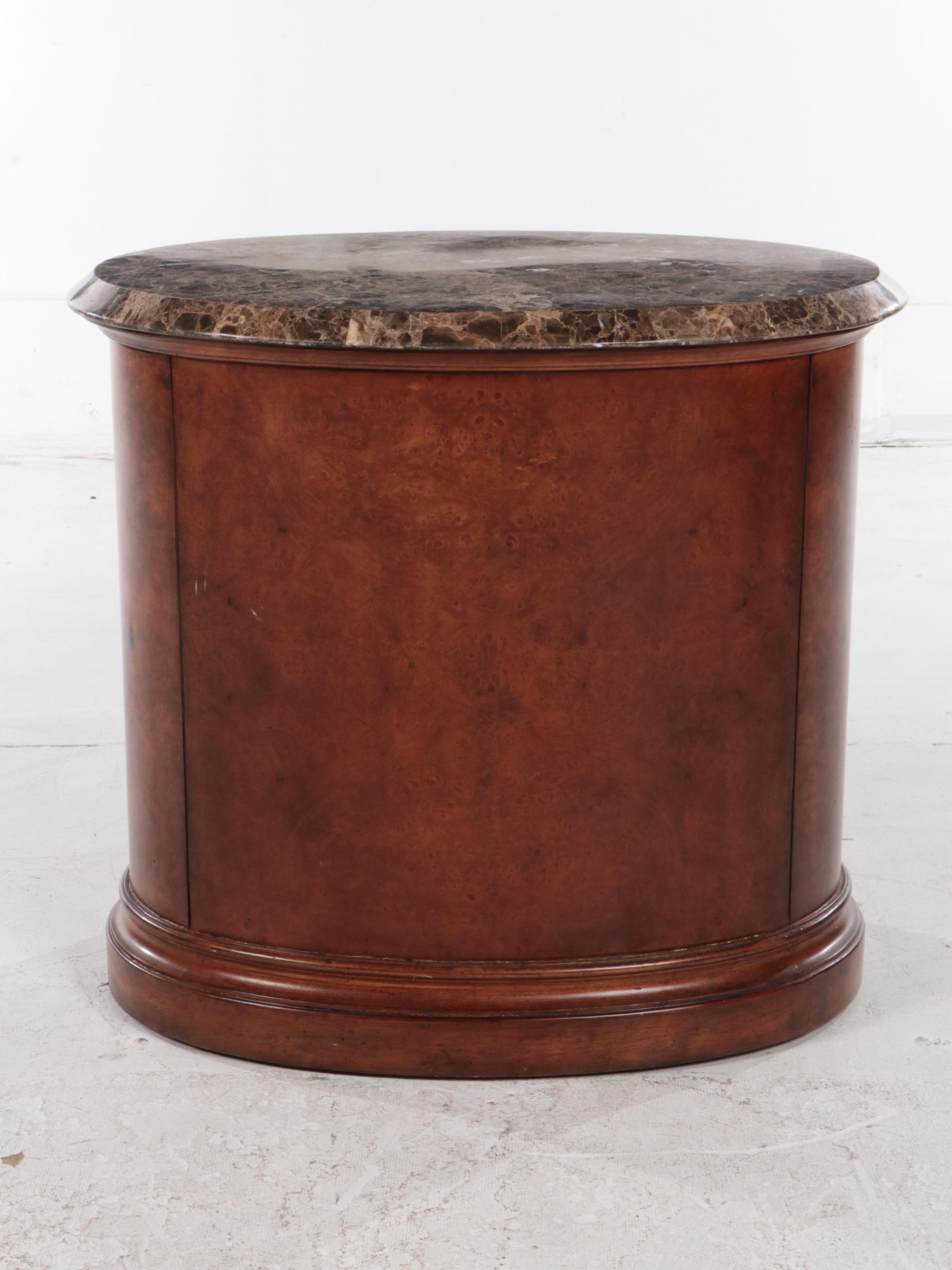 Thomasville "Ernest Hemingway" Burlwood and Tessellated Marble Bedside Chest