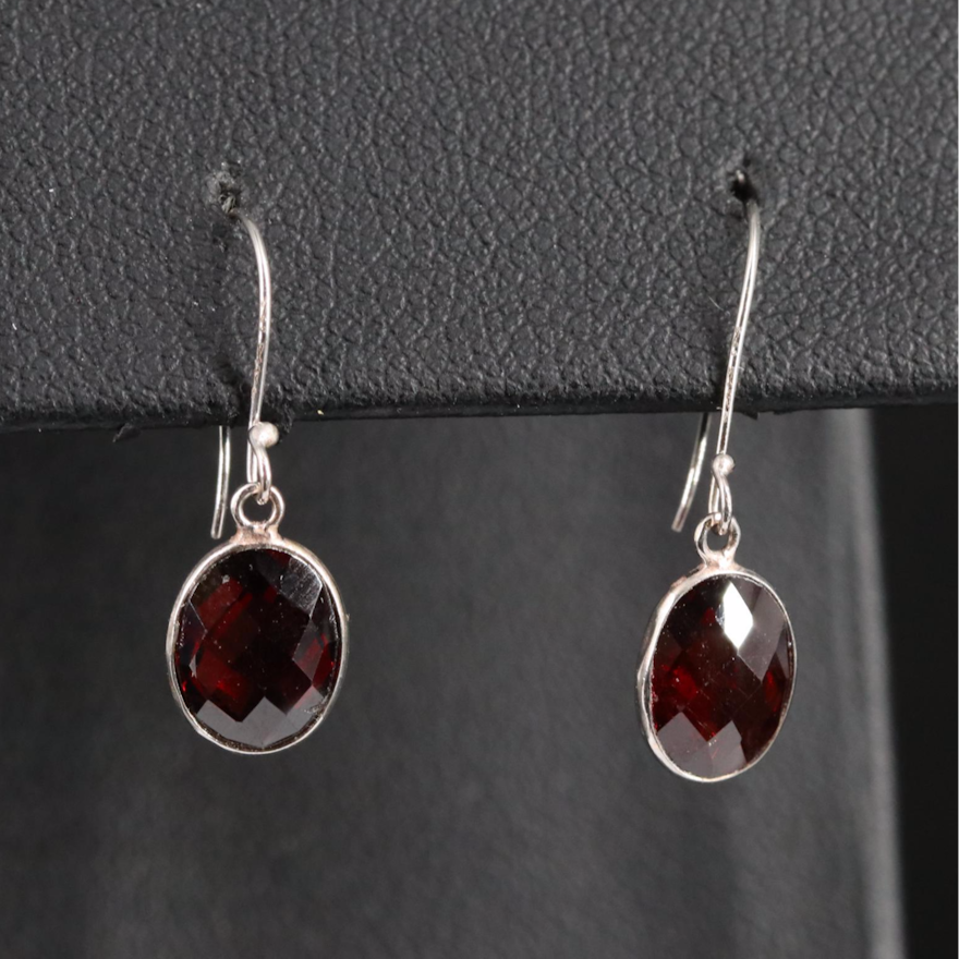 14K Garnet Drop Earrings