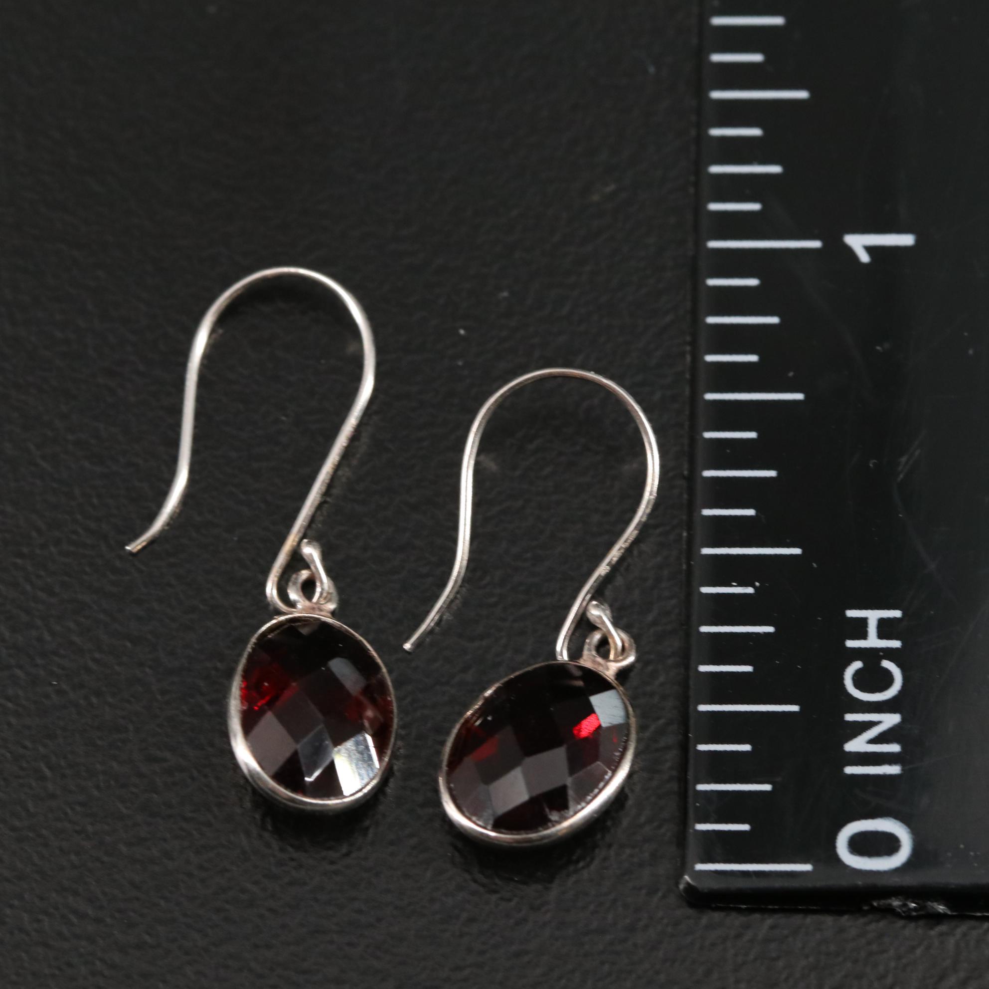 14K Garnet Drop Earrings