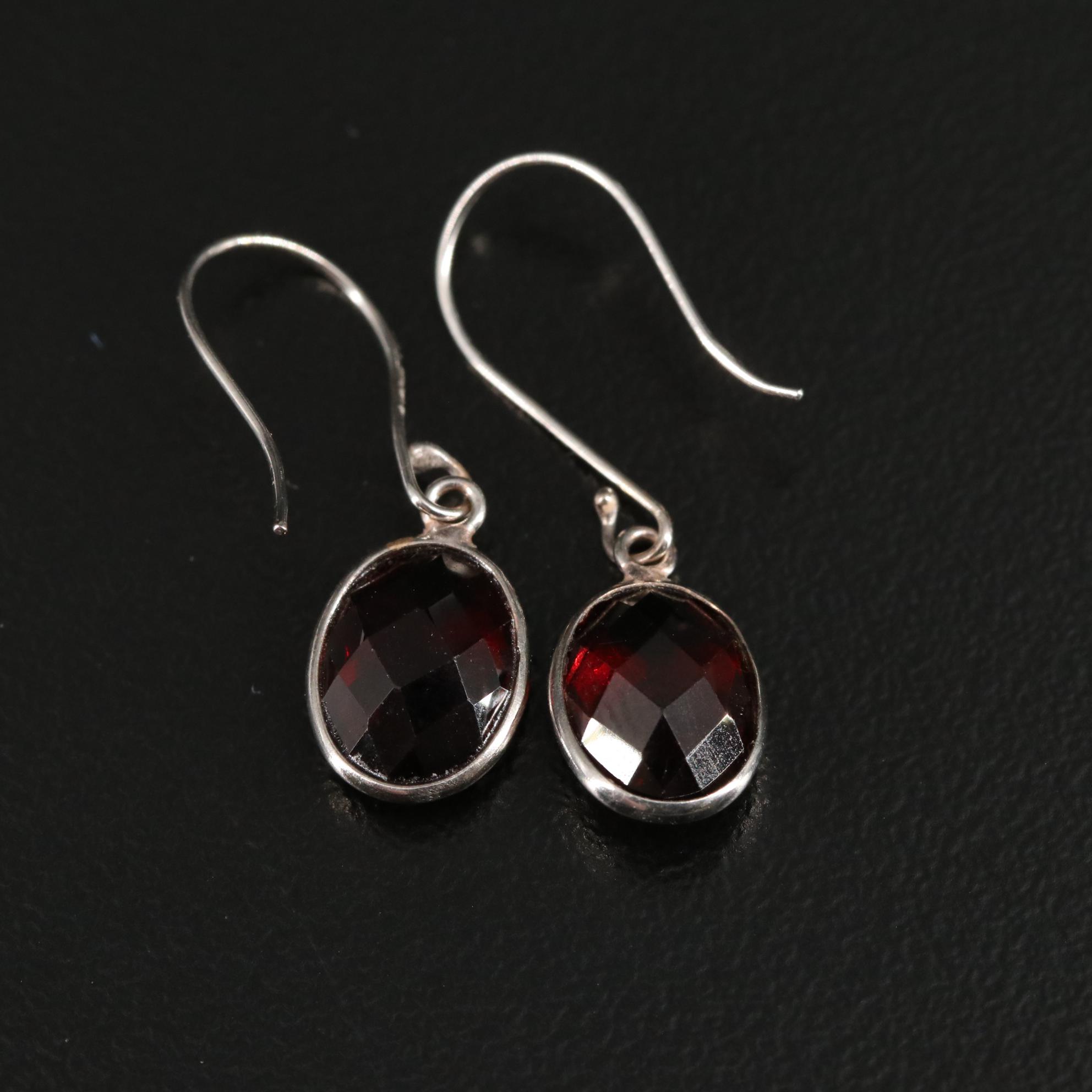 14K Garnet Drop Earrings