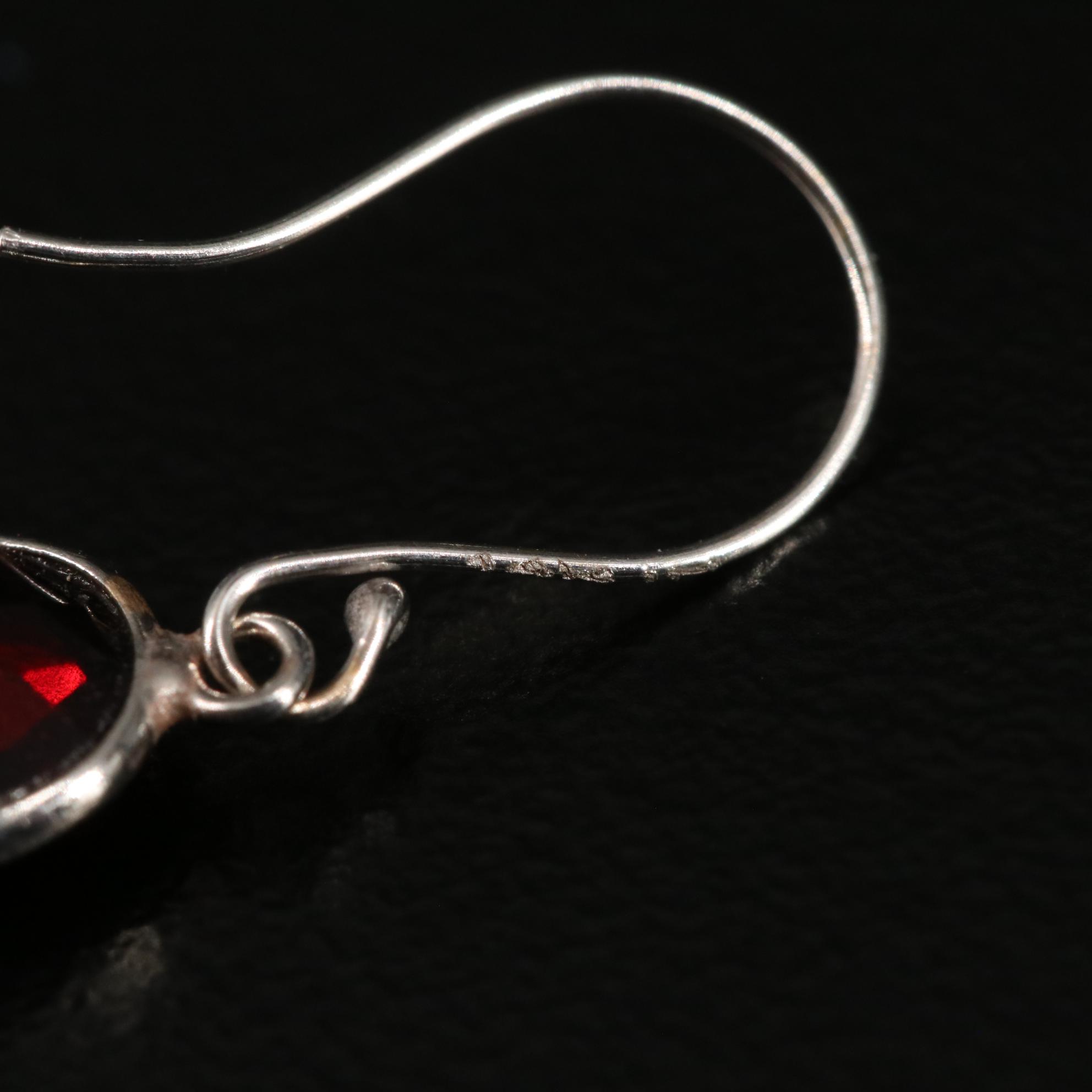 14K Garnet Drop Earrings