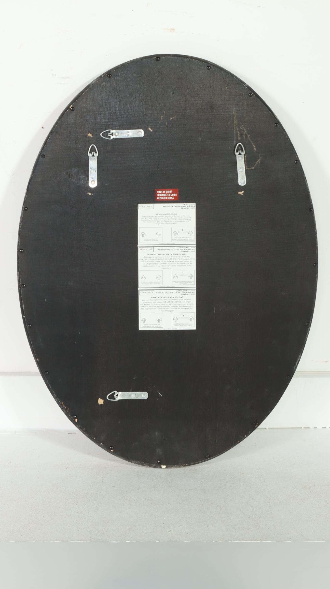 Allen+Roth Composite Oval Mirror in Antique Pewter Finish