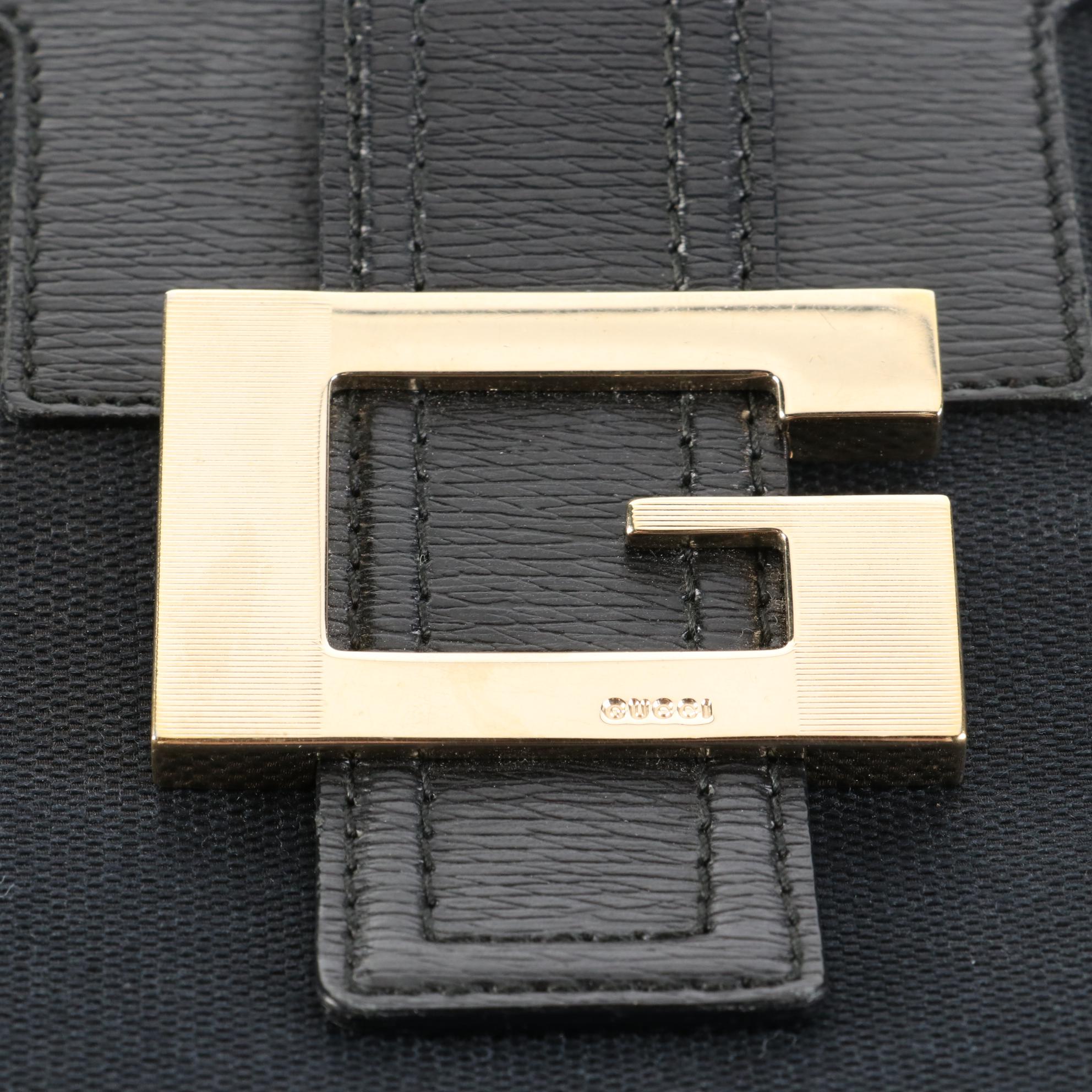Gucci Square G Tote Bag in Black Canvas and Leather