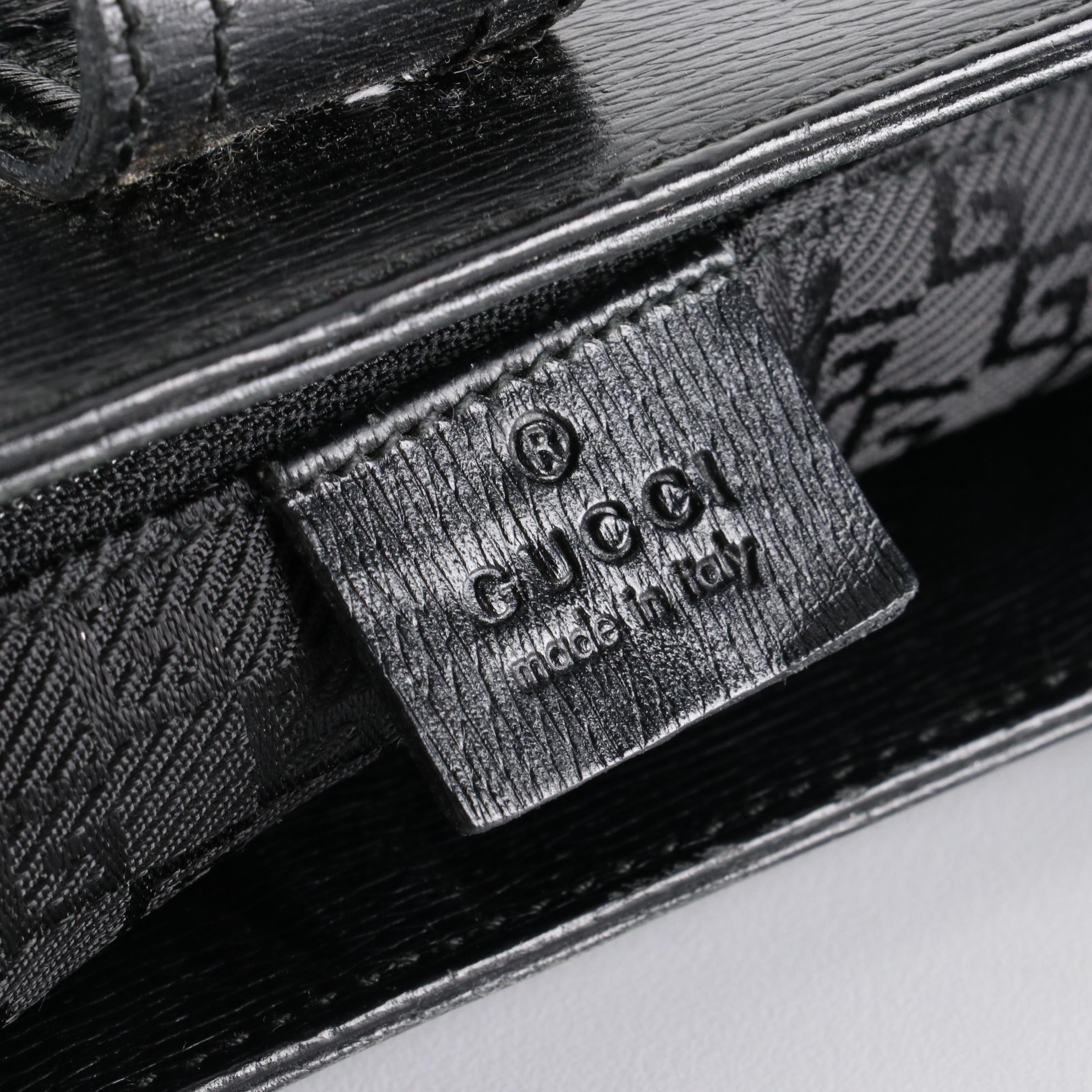 Gucci Square G Tote Bag in Black Canvas and Leather