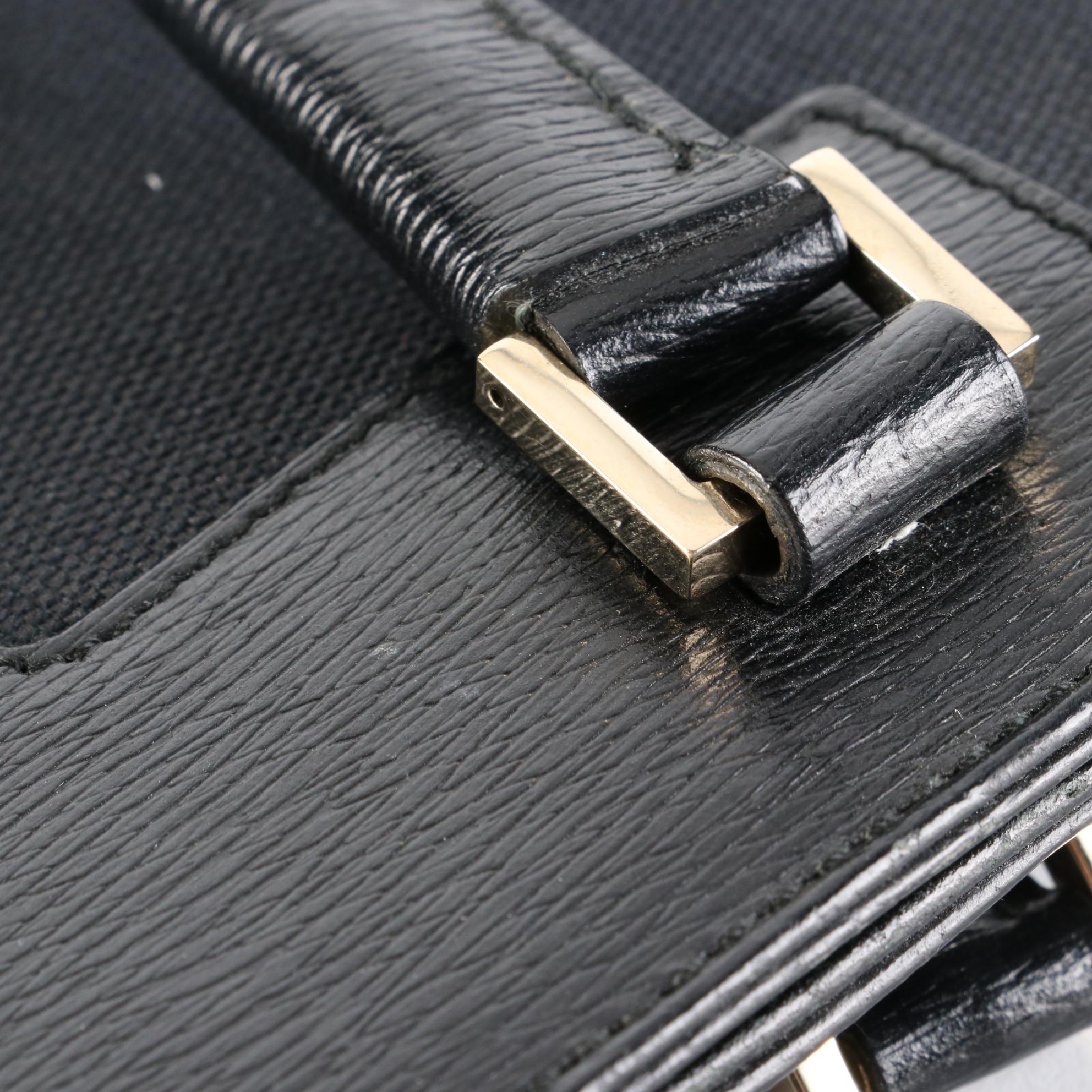 Gucci Square G Tote Bag in Black Canvas and Leather