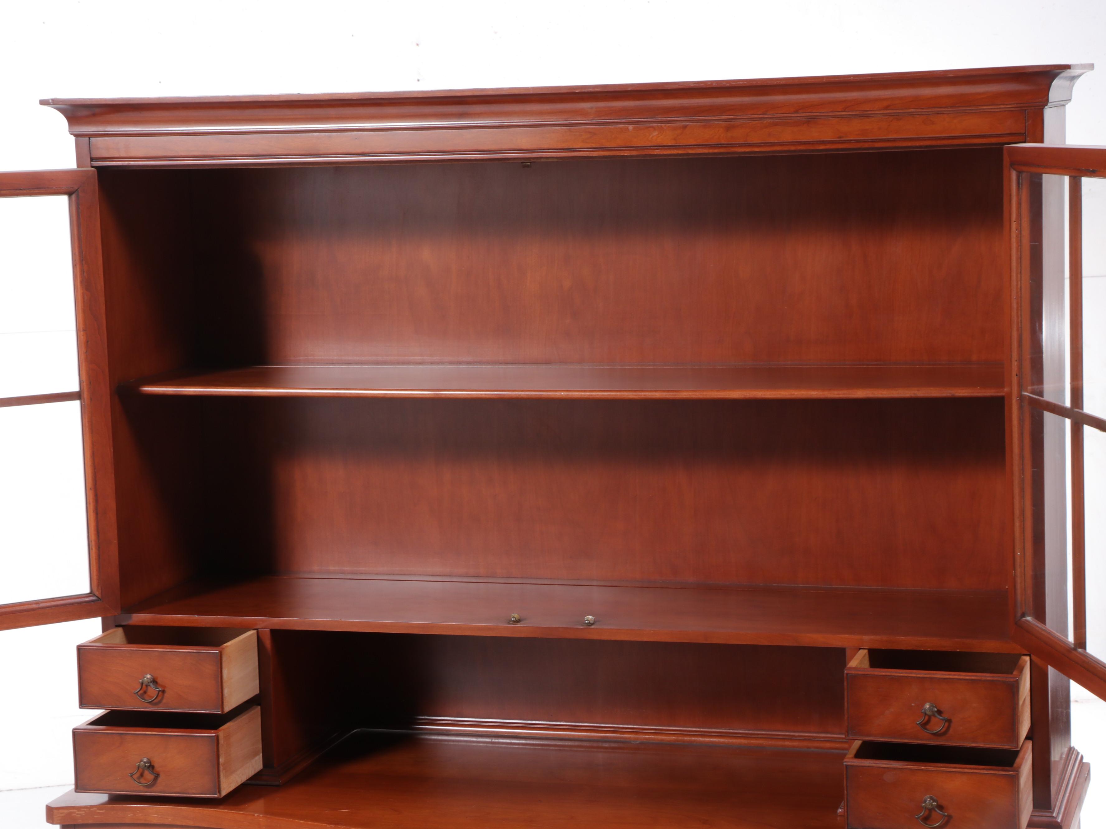Regency Style Cherry Two-Piece China Cabinet, Late 20th Century