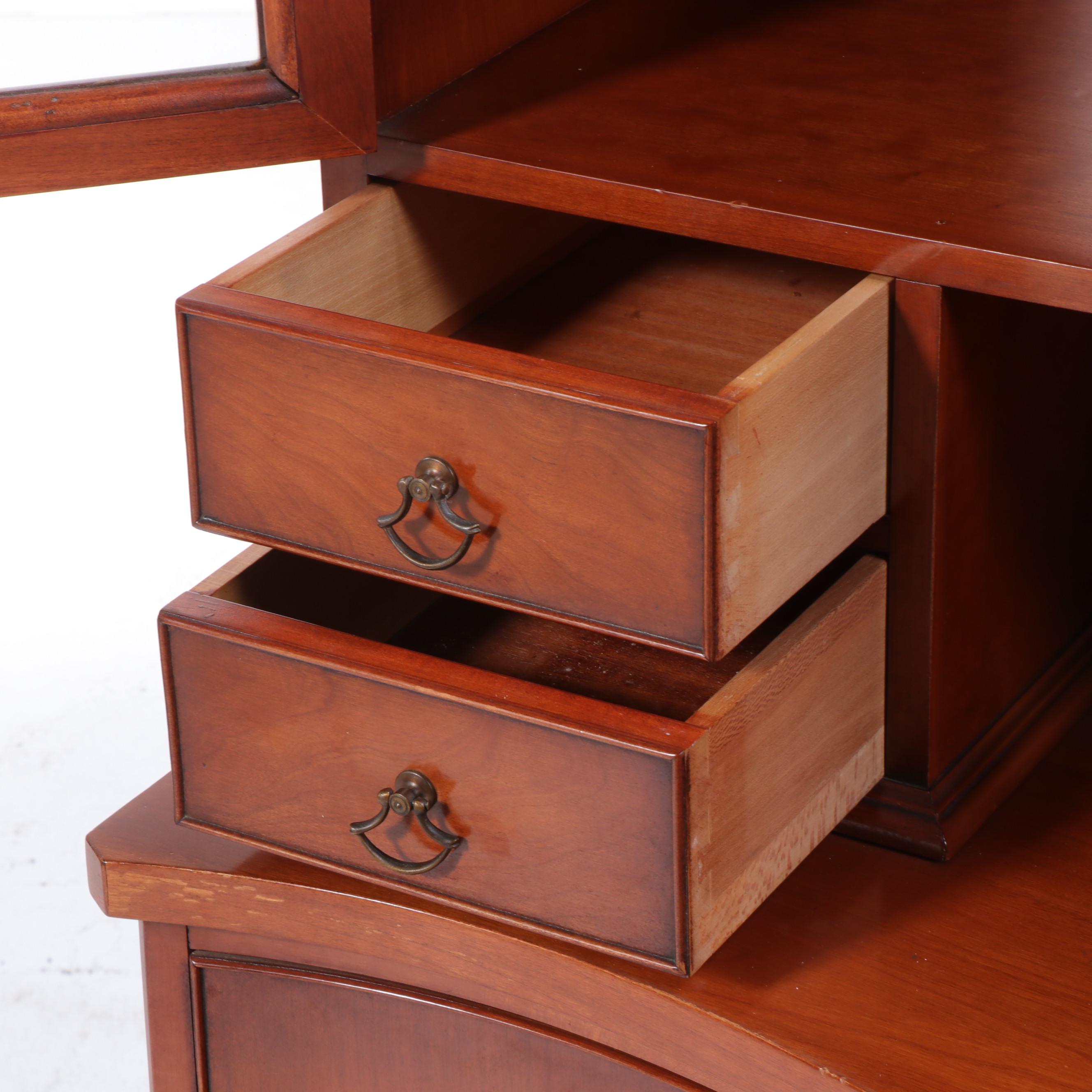 Regency Style Cherry Two-Piece China Cabinet, Late 20th Century
