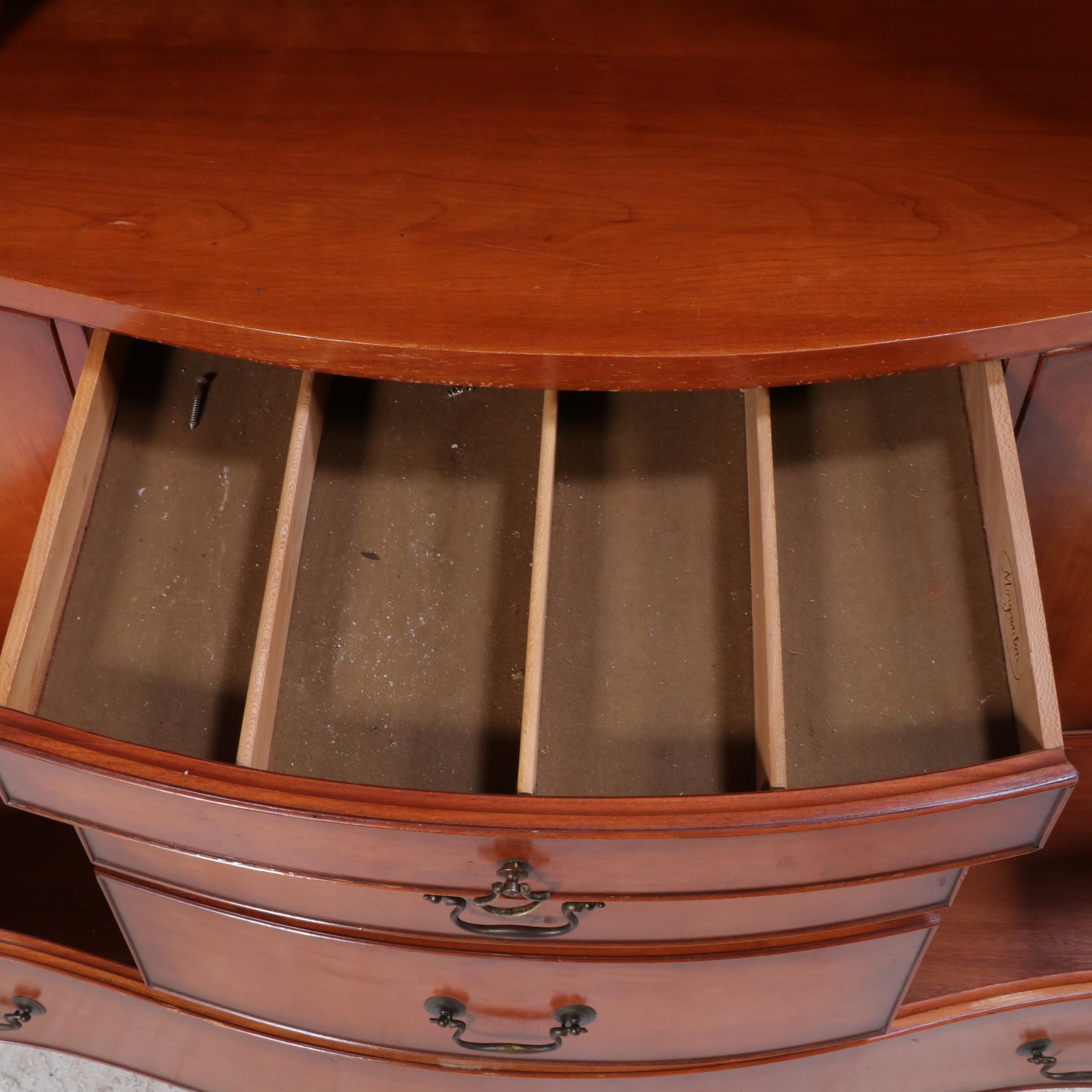 Regency Style Cherry Two-Piece China Cabinet, Late 20th Century