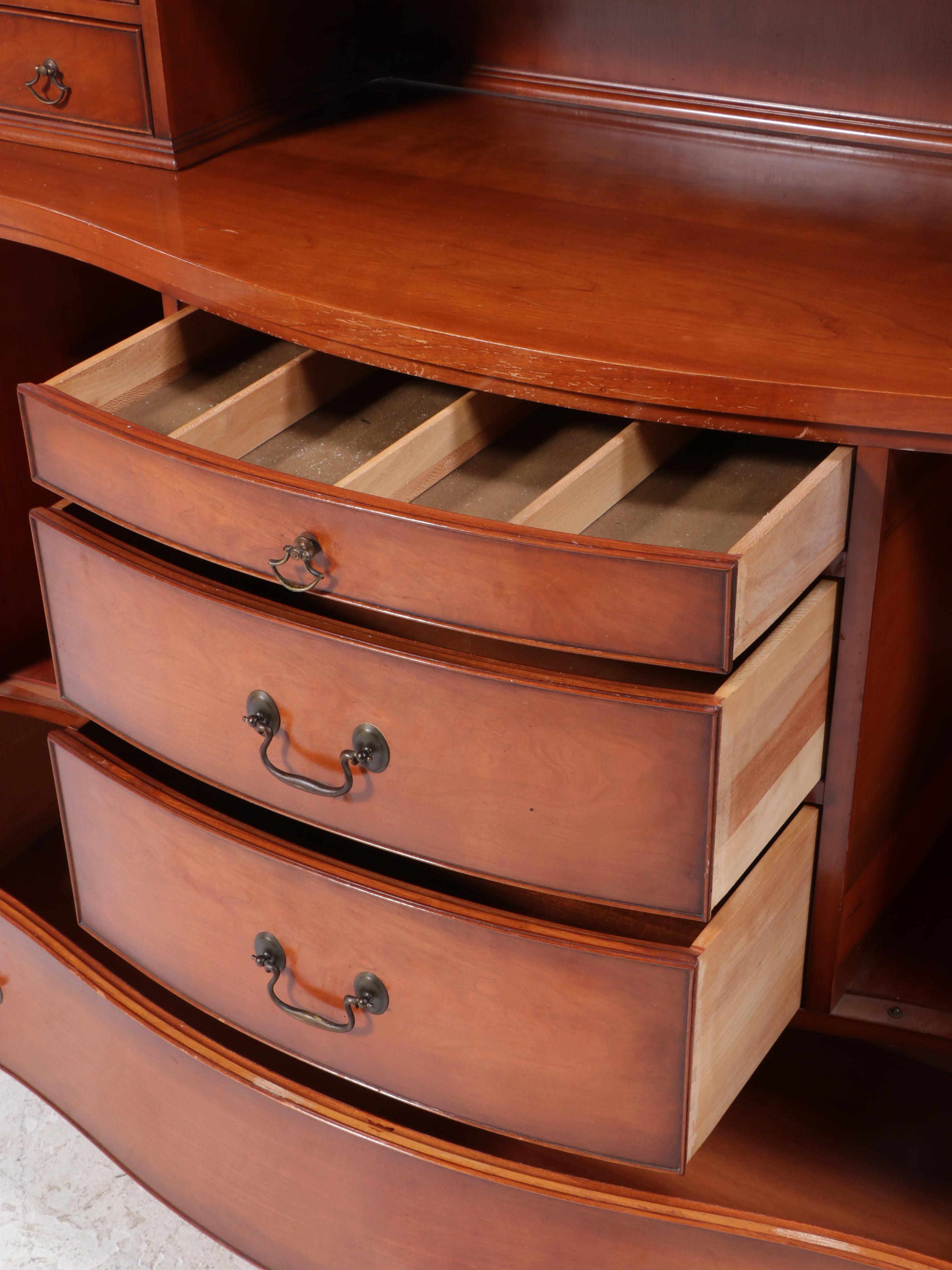 Regency Style Cherry Two-Piece China Cabinet, Late 20th Century