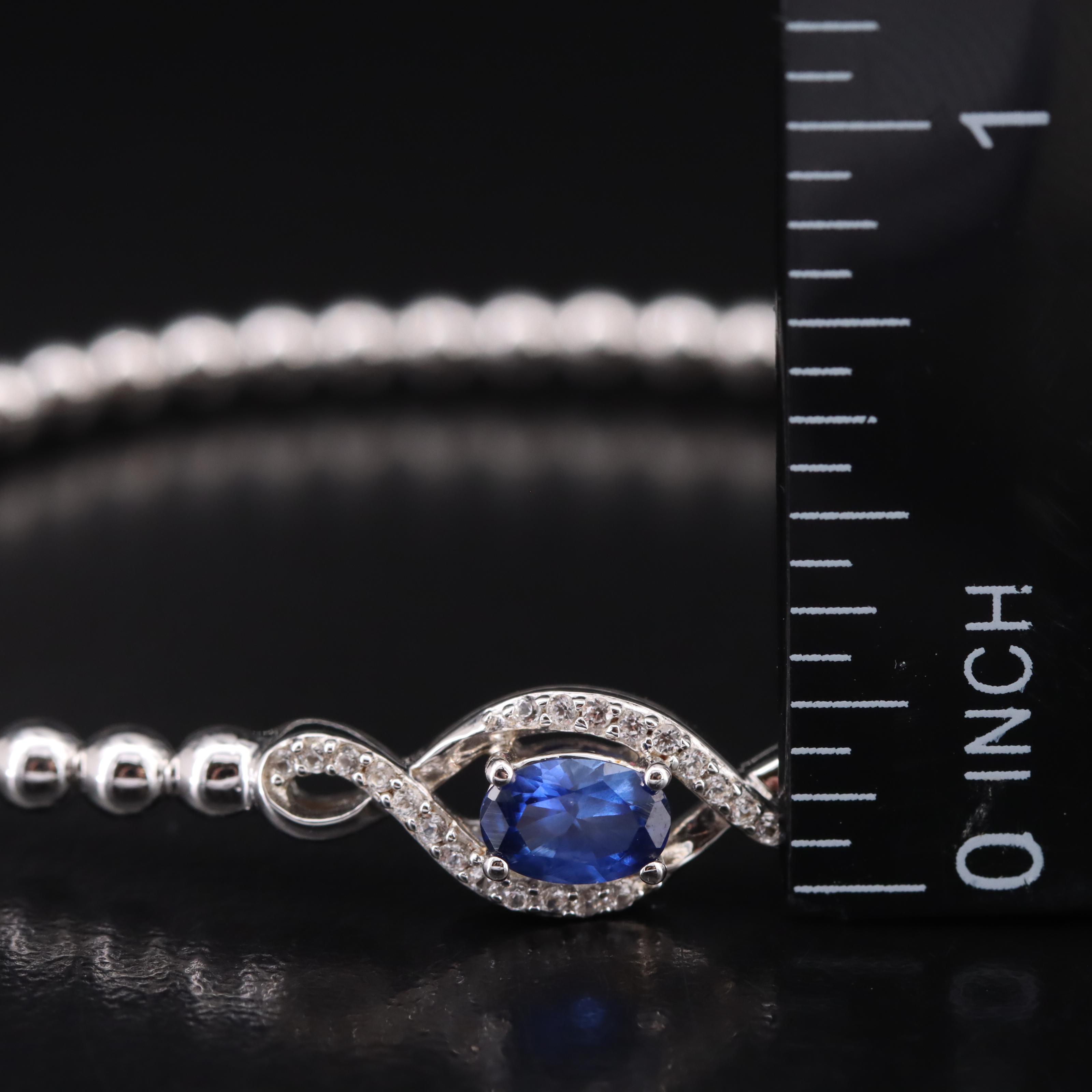 Sterling Sapphire Beaded Bracelet