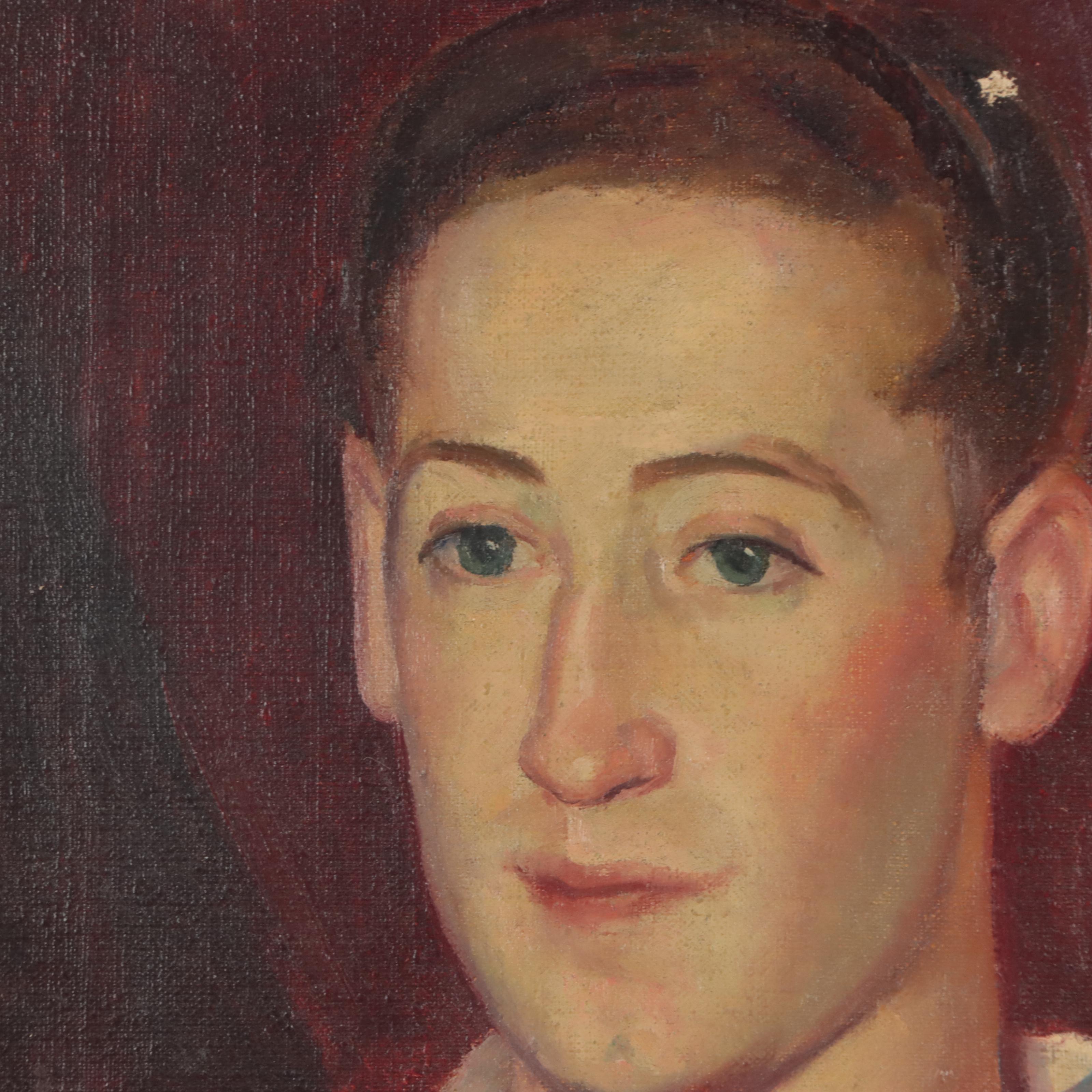 Irene Bianucci Oil Painting of Male Portrait, Mid-20th Century