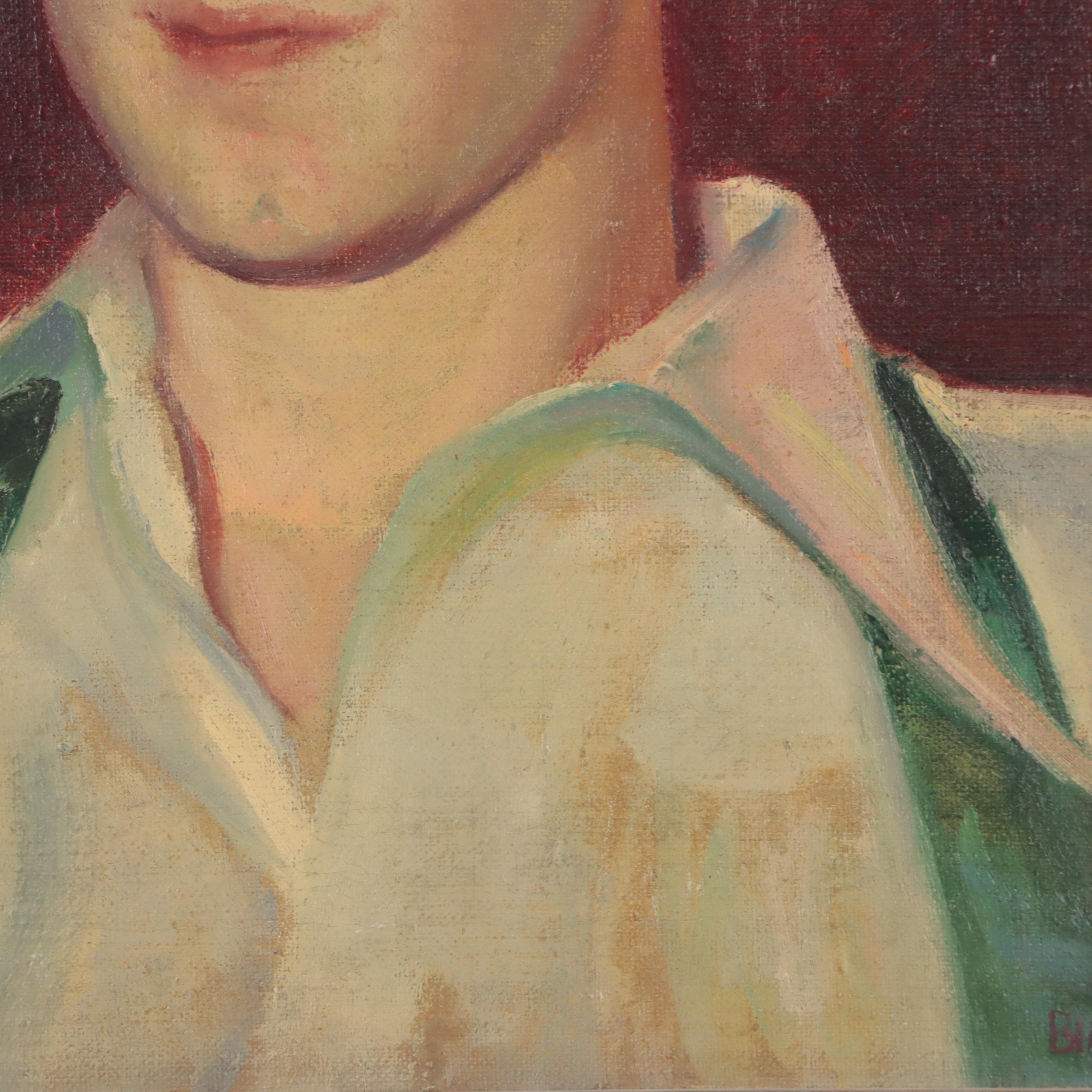 Irene Bianucci Oil Painting of Male Portrait, Mid-20th Century