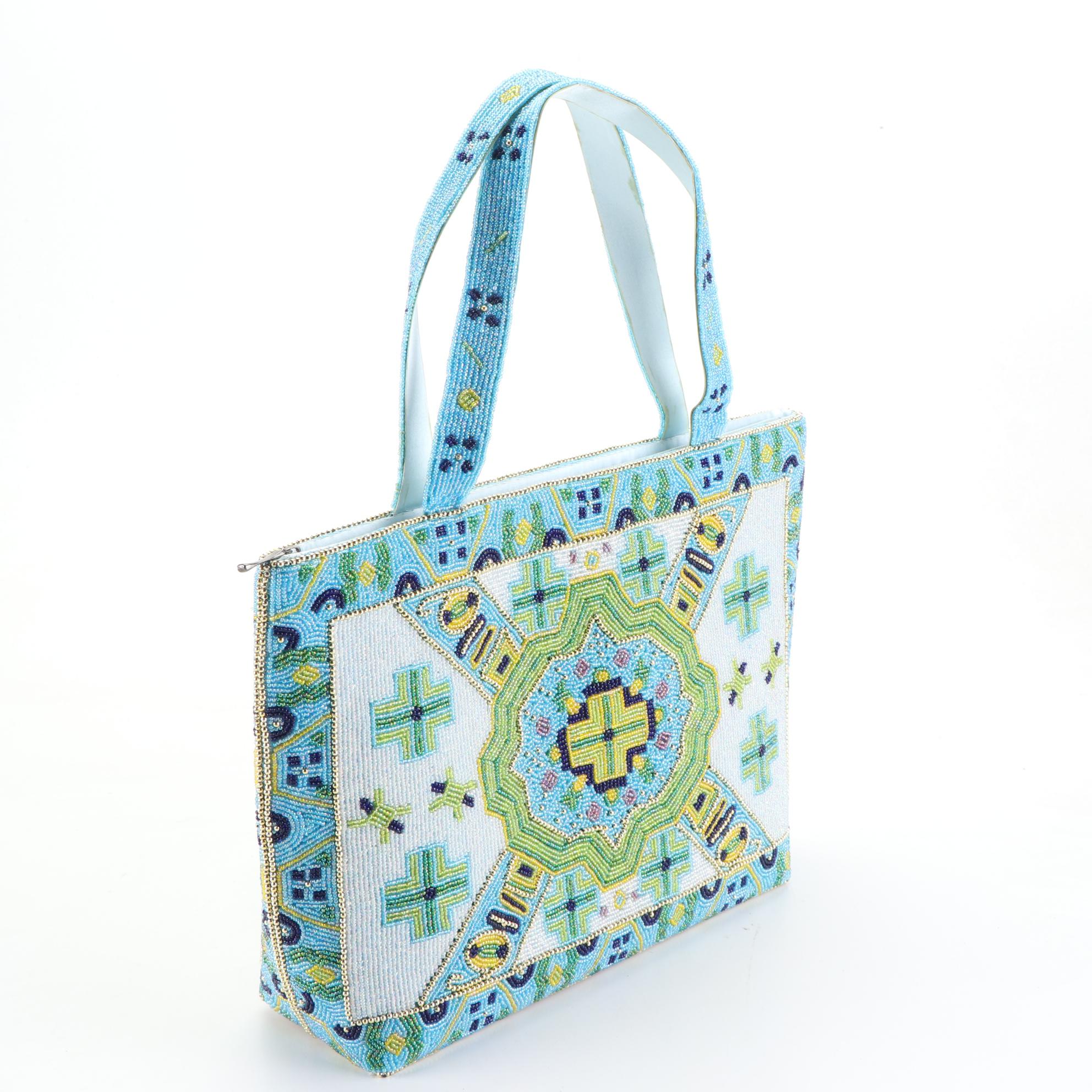 Christiana Beaded Shoulder Bag and Other Beaded Zip Tote