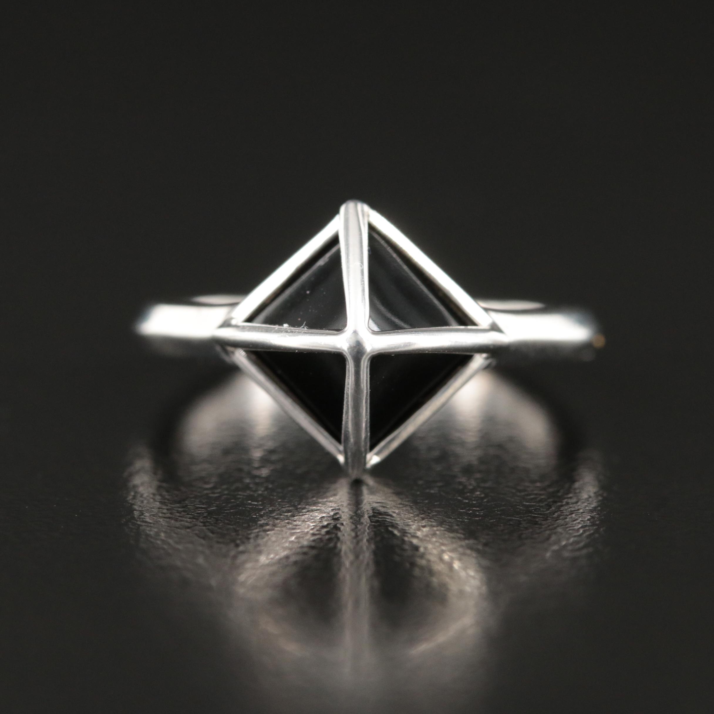 Sterling Faux Black Onyx Pyramid Ring