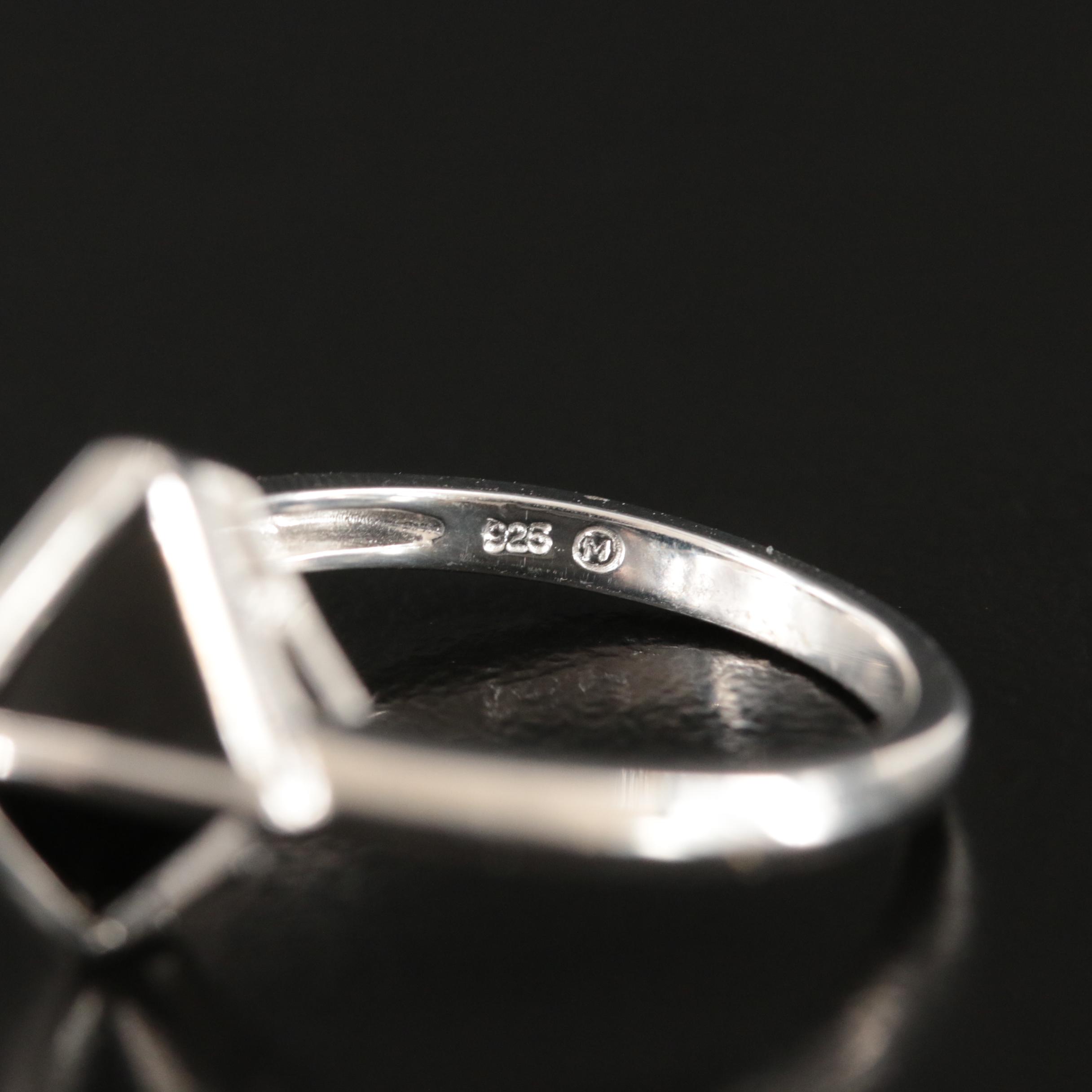 Sterling Faux Black Onyx Pyramid Ring