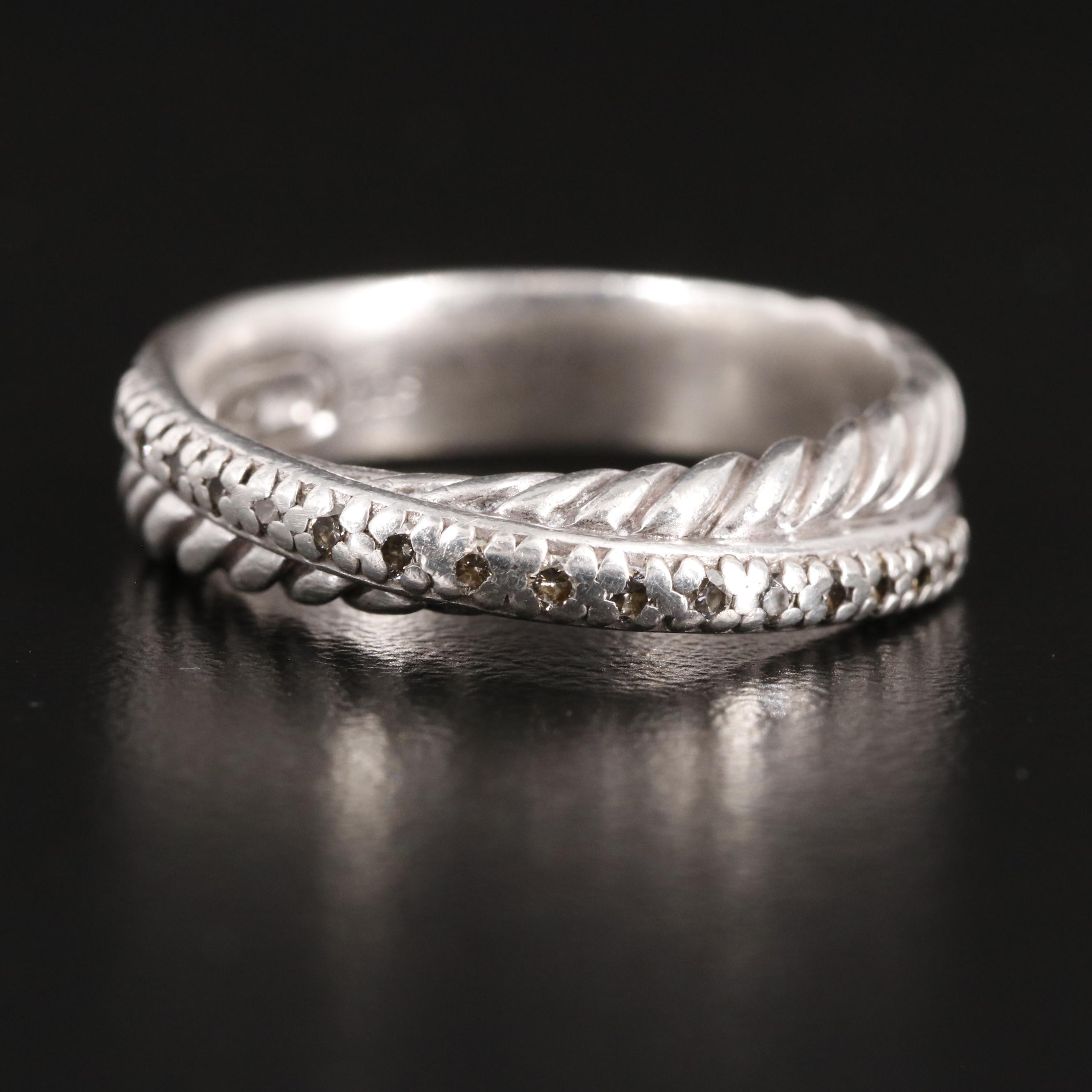 David Yurman Sterling and Diamond Crossover Ring