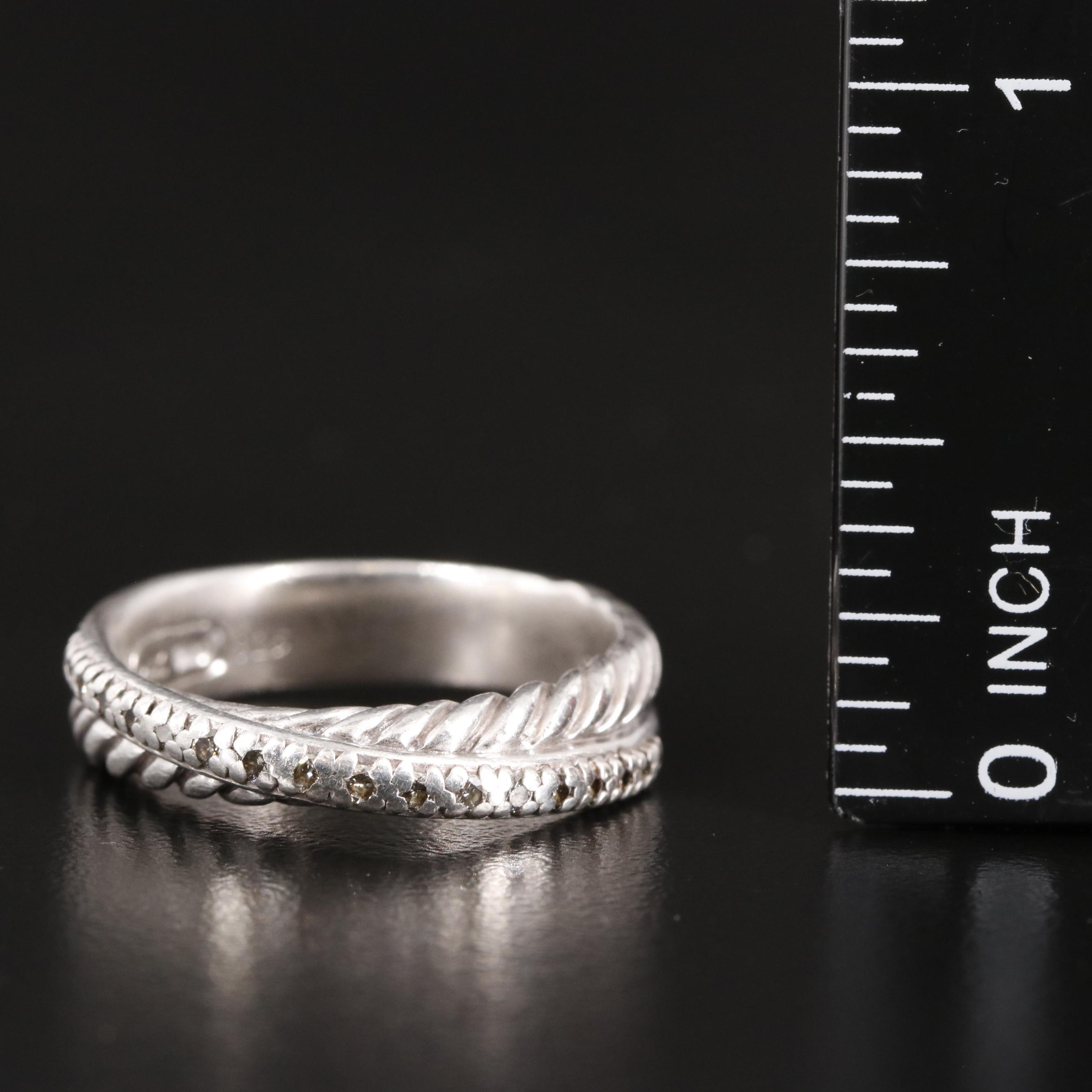 David Yurman Sterling and Diamond Crossover Ring