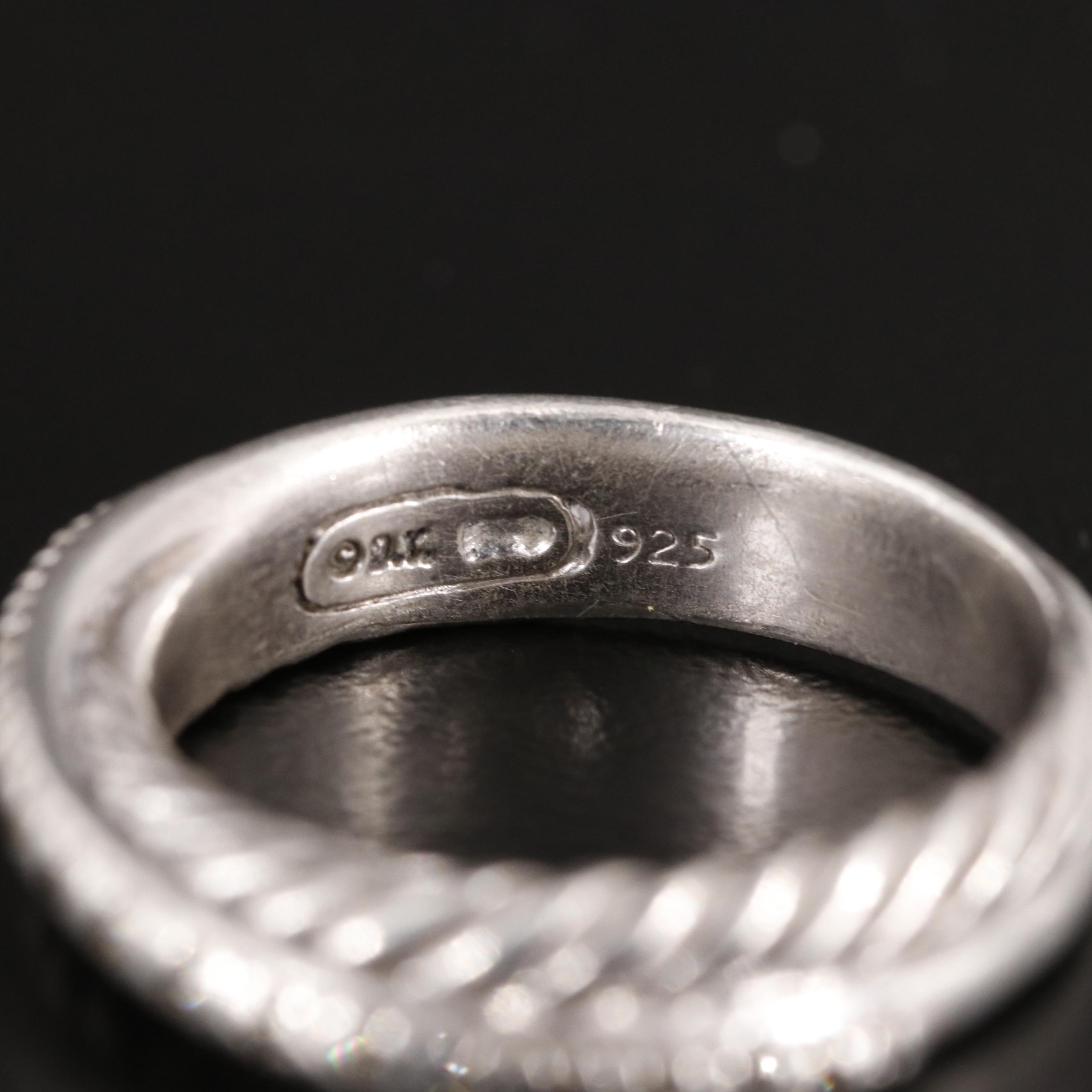 David Yurman Sterling and Diamond Crossover Ring