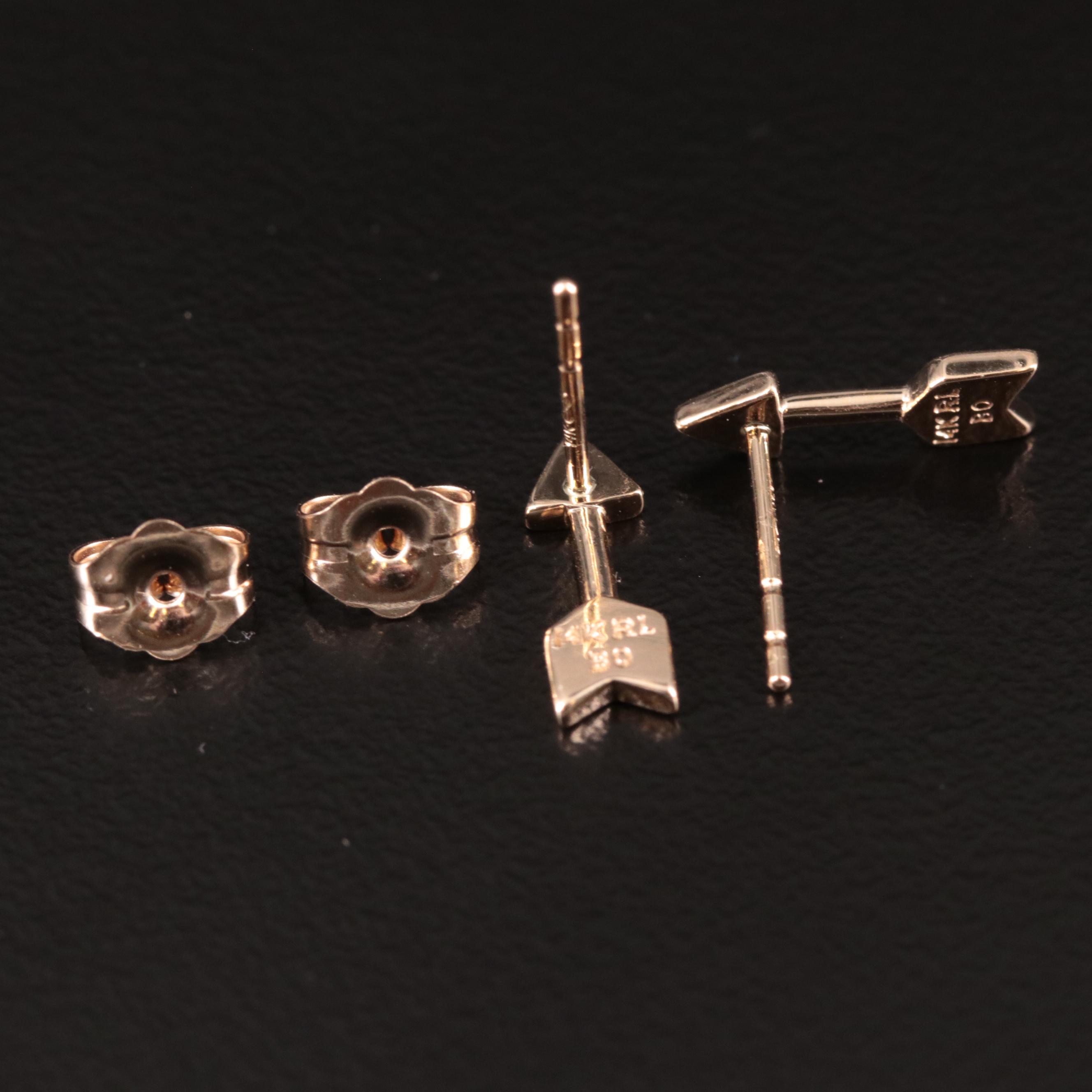 14K Arrow Stud Earrings