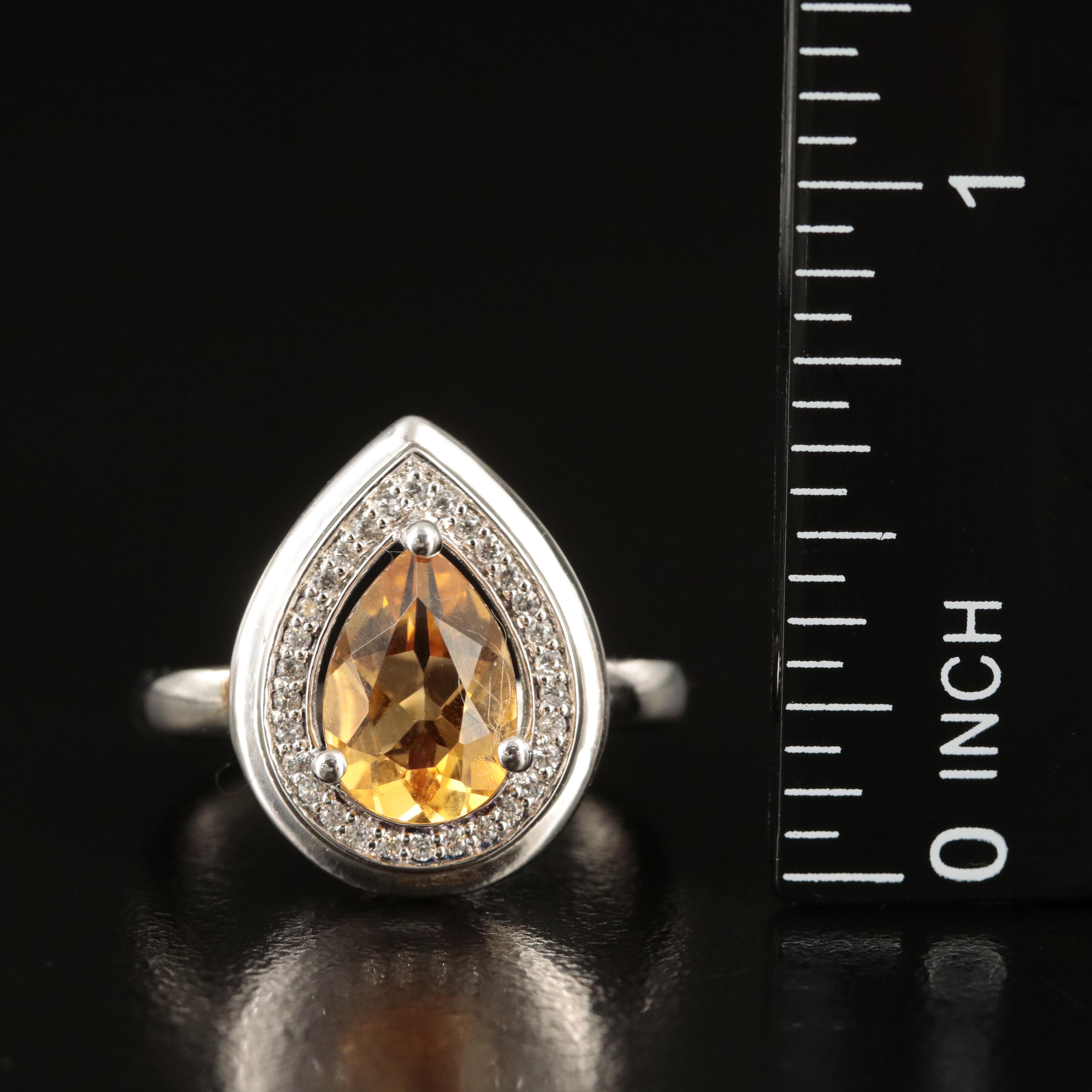 Sterling Citrine and Sapphire Pointer Ring