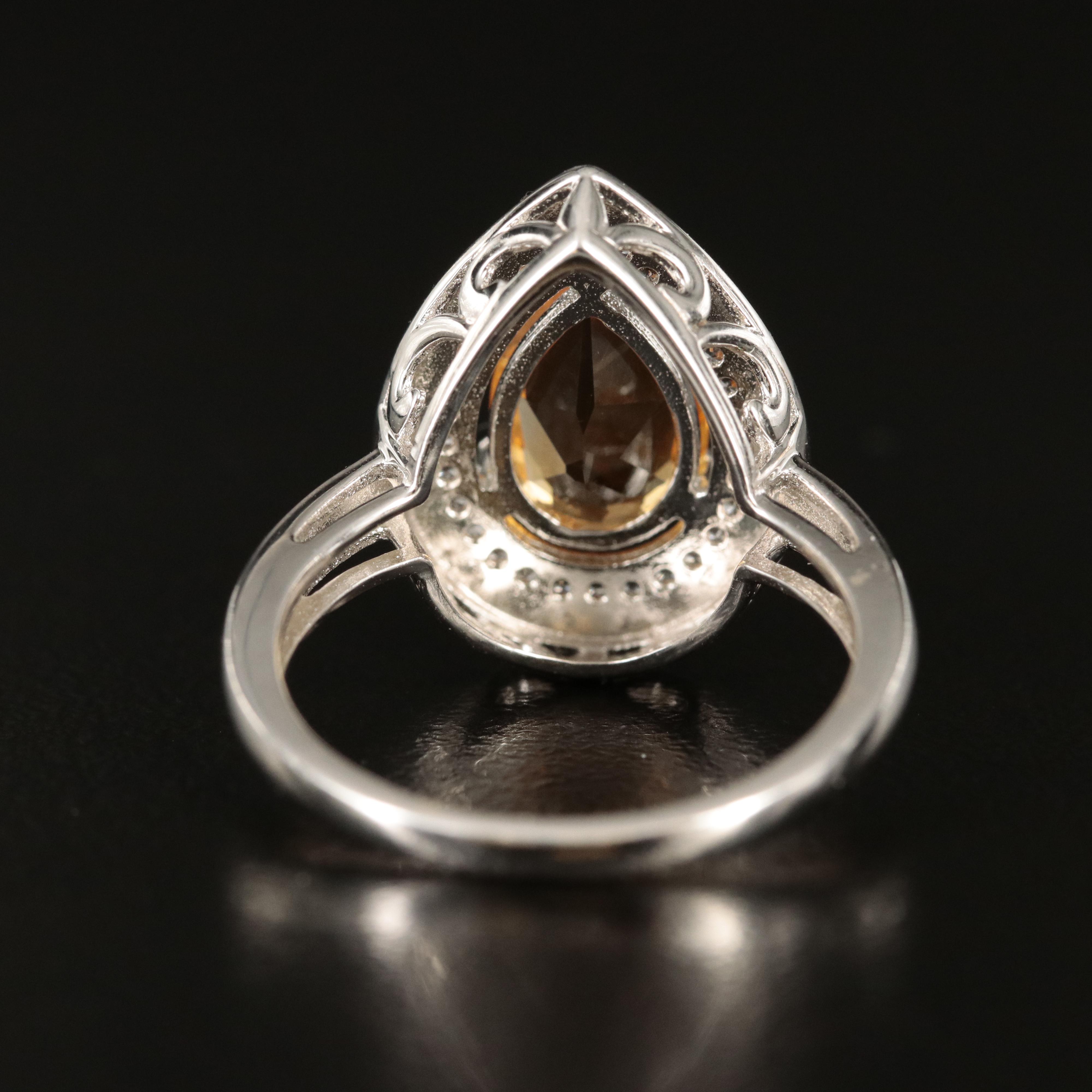 Sterling Citrine and Sapphire Pointer Ring