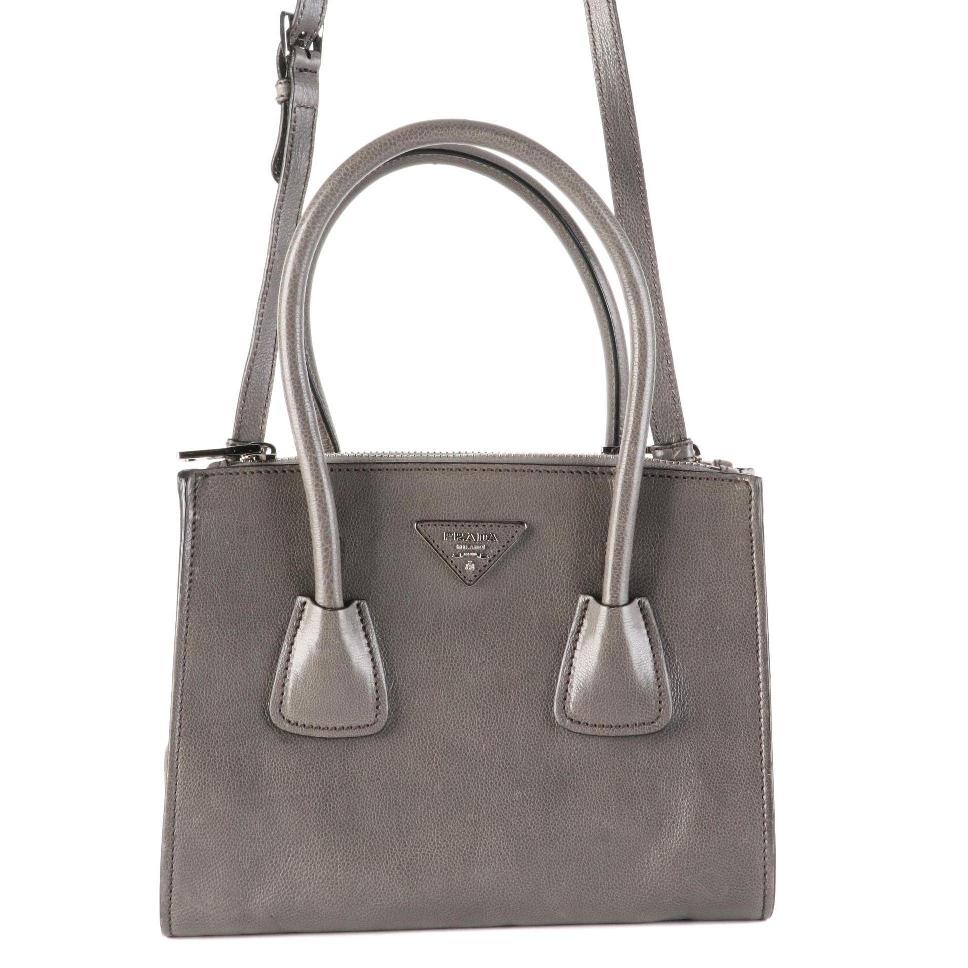 Prada Twin Pocket Handbag in Leather and Suede