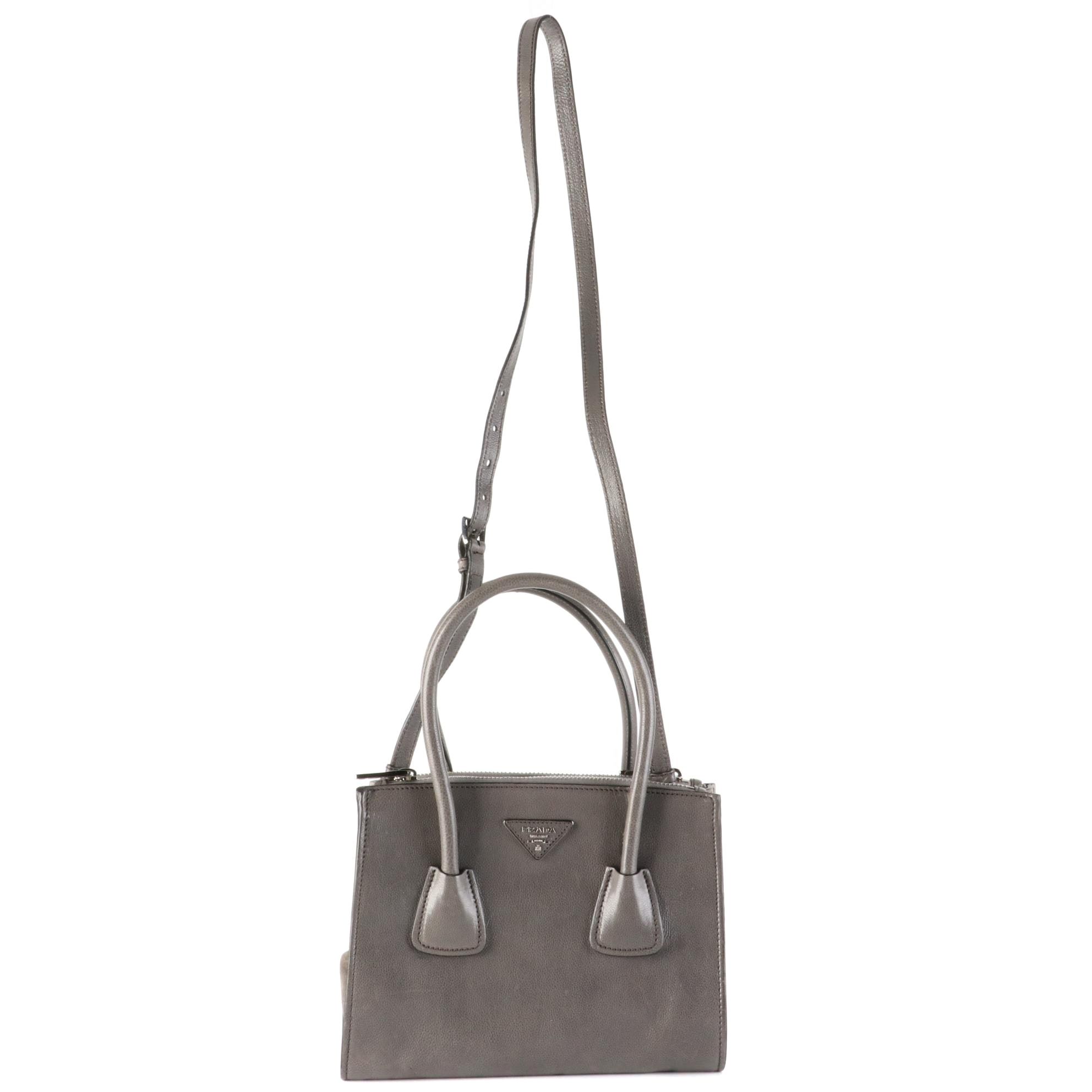 Prada Twin Pocket Handbag in Leather and Suede