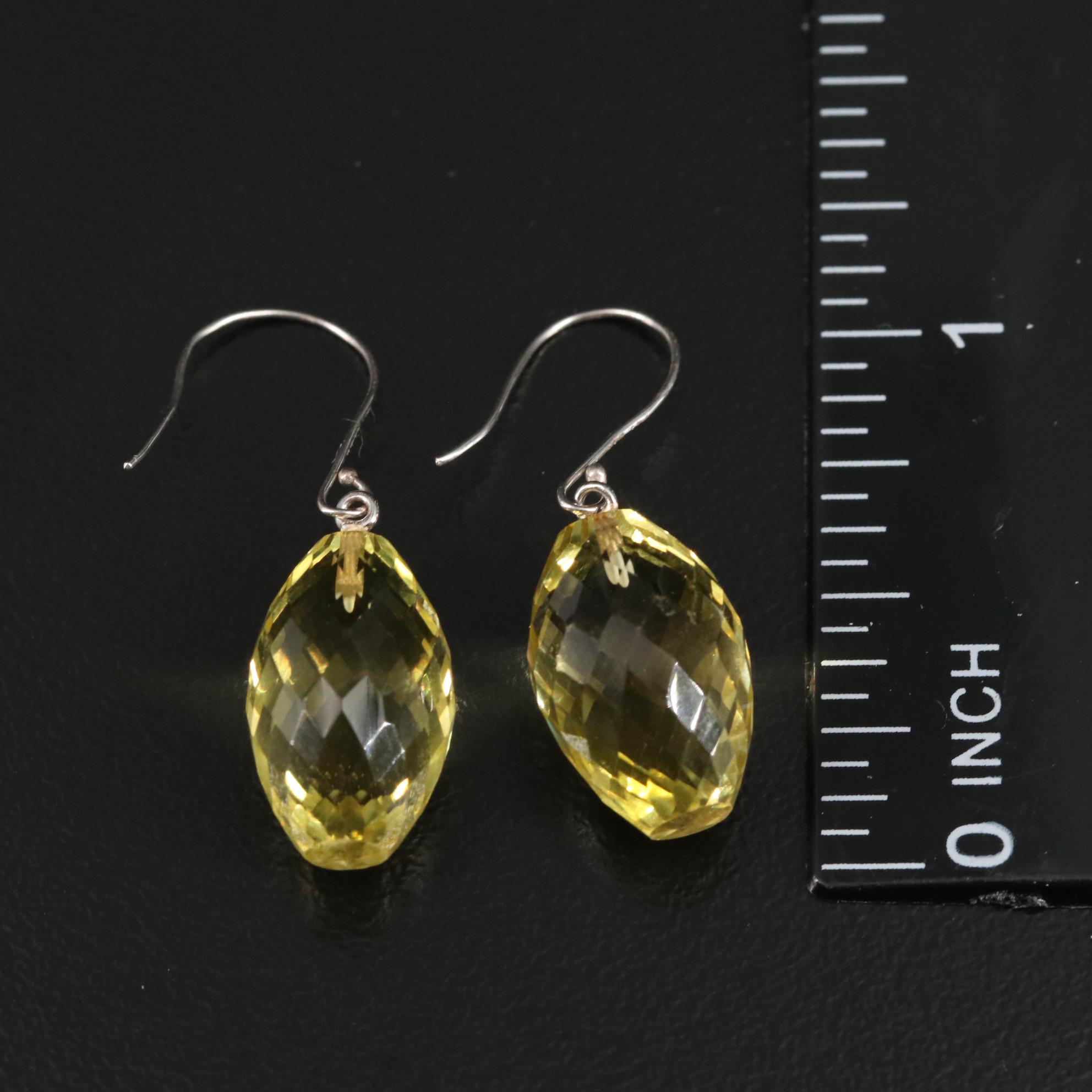 14K Citrine Faceted Drop Earrings