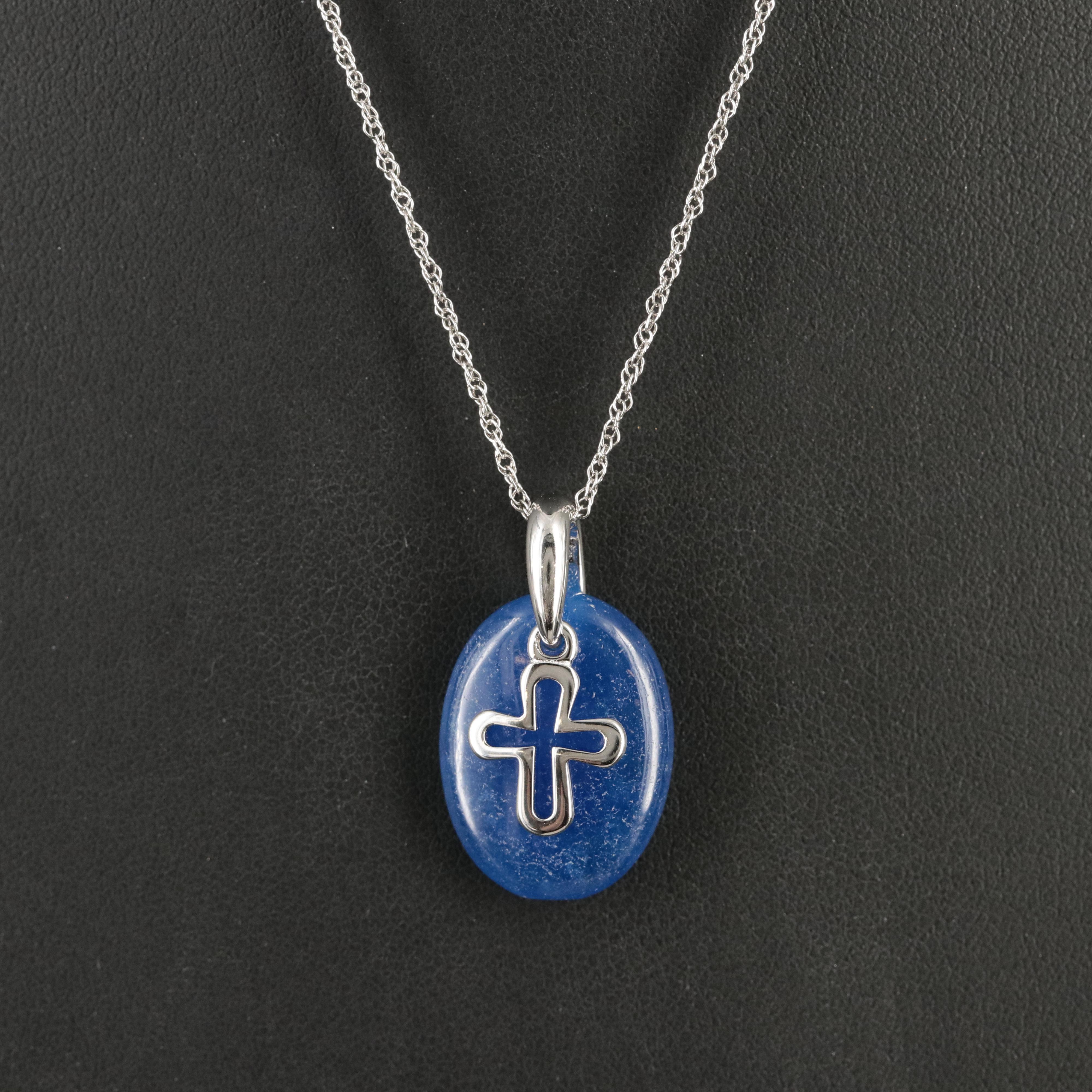 Sterling Quartz Cross Pendant Necklace