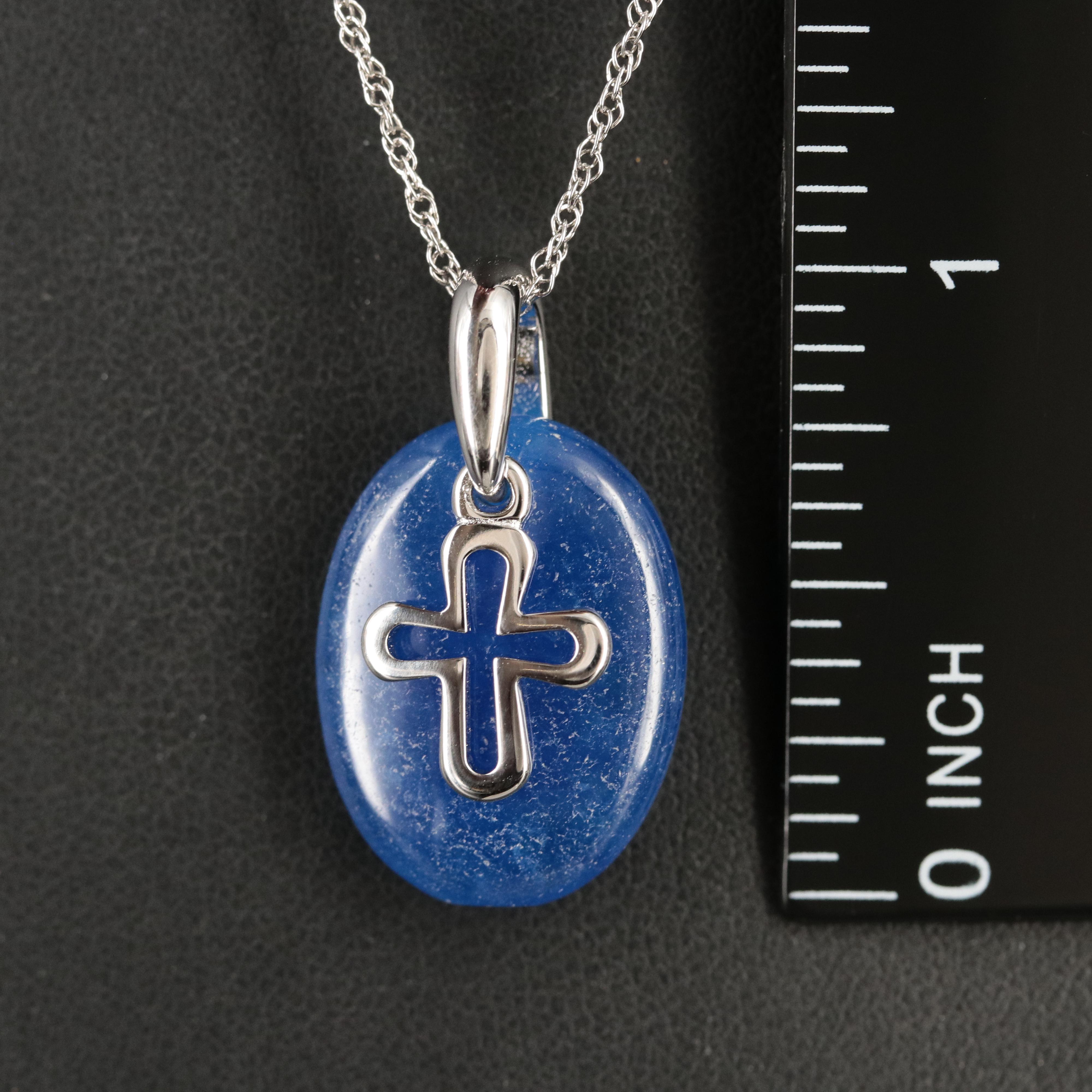 Sterling Quartz Cross Pendant Necklace