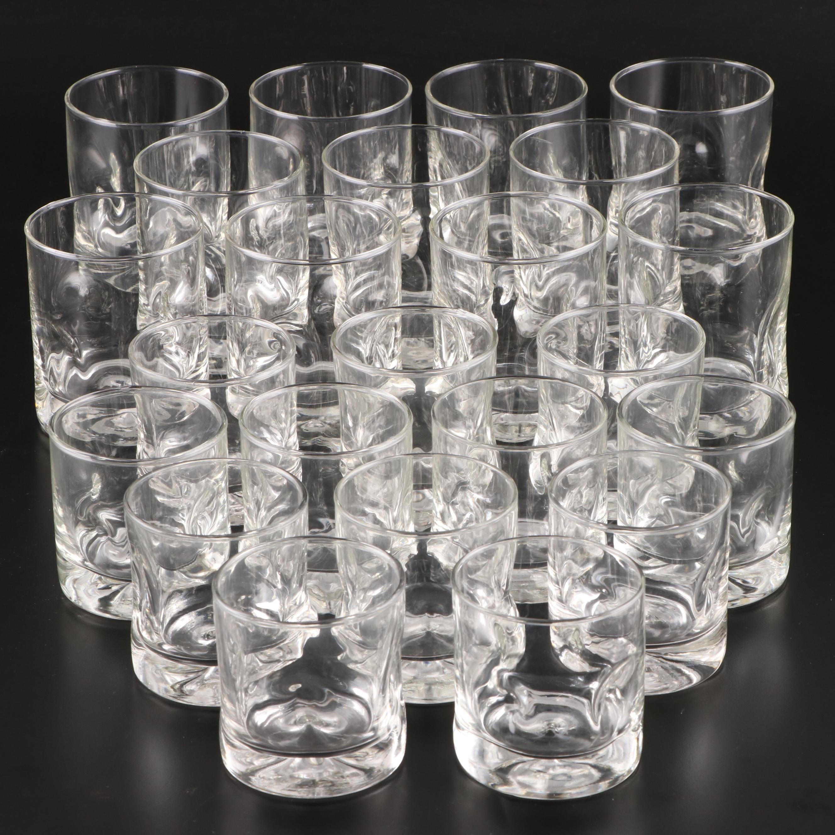 Dimpled Blown Glass Old Fashioned and Double Old Fashioned Glasses