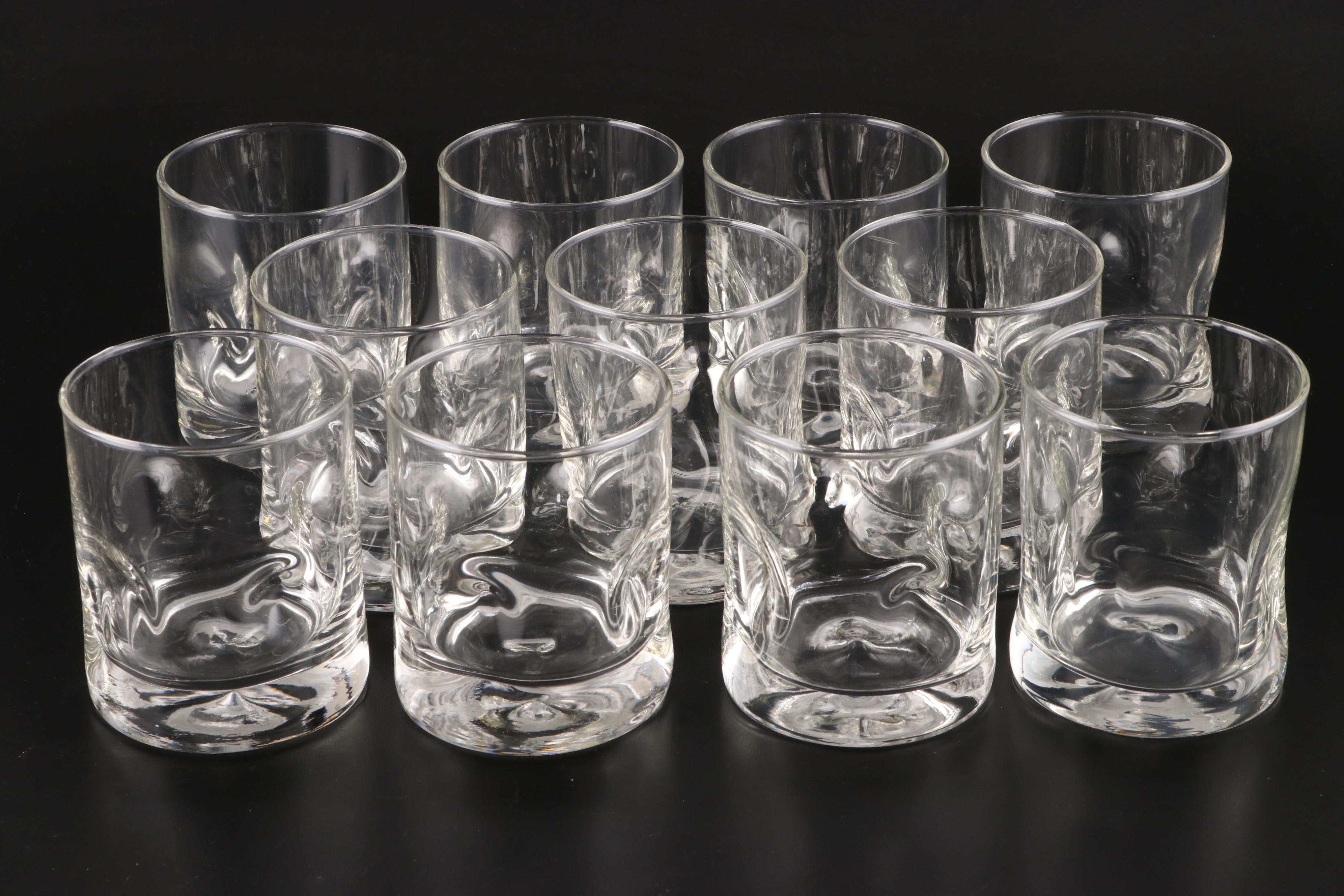 Dimpled Blown Glass Old Fashioned and Double Old Fashioned Glasses