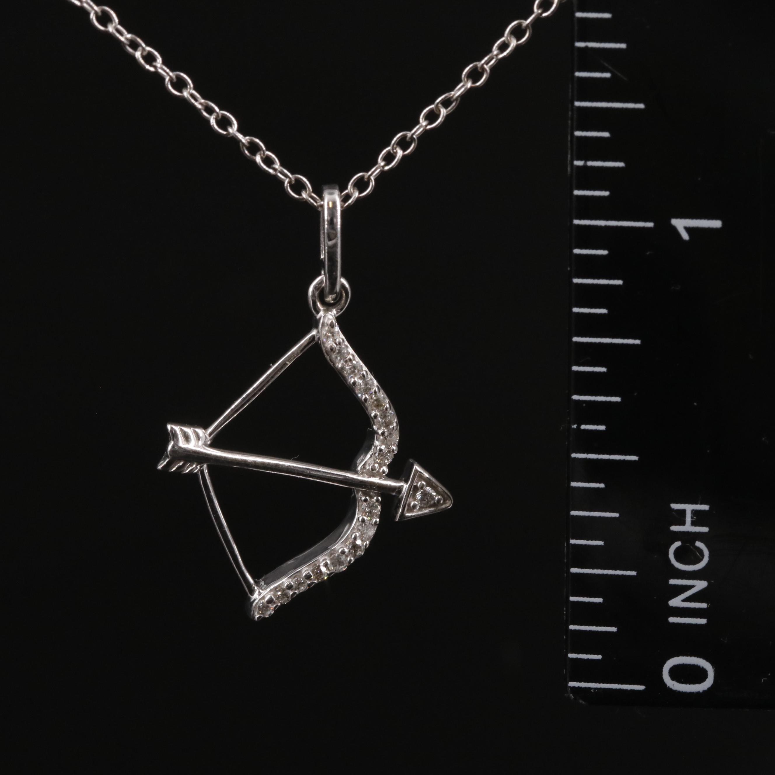 Sterling Diamond Bow and Arrow Pendant Necklace