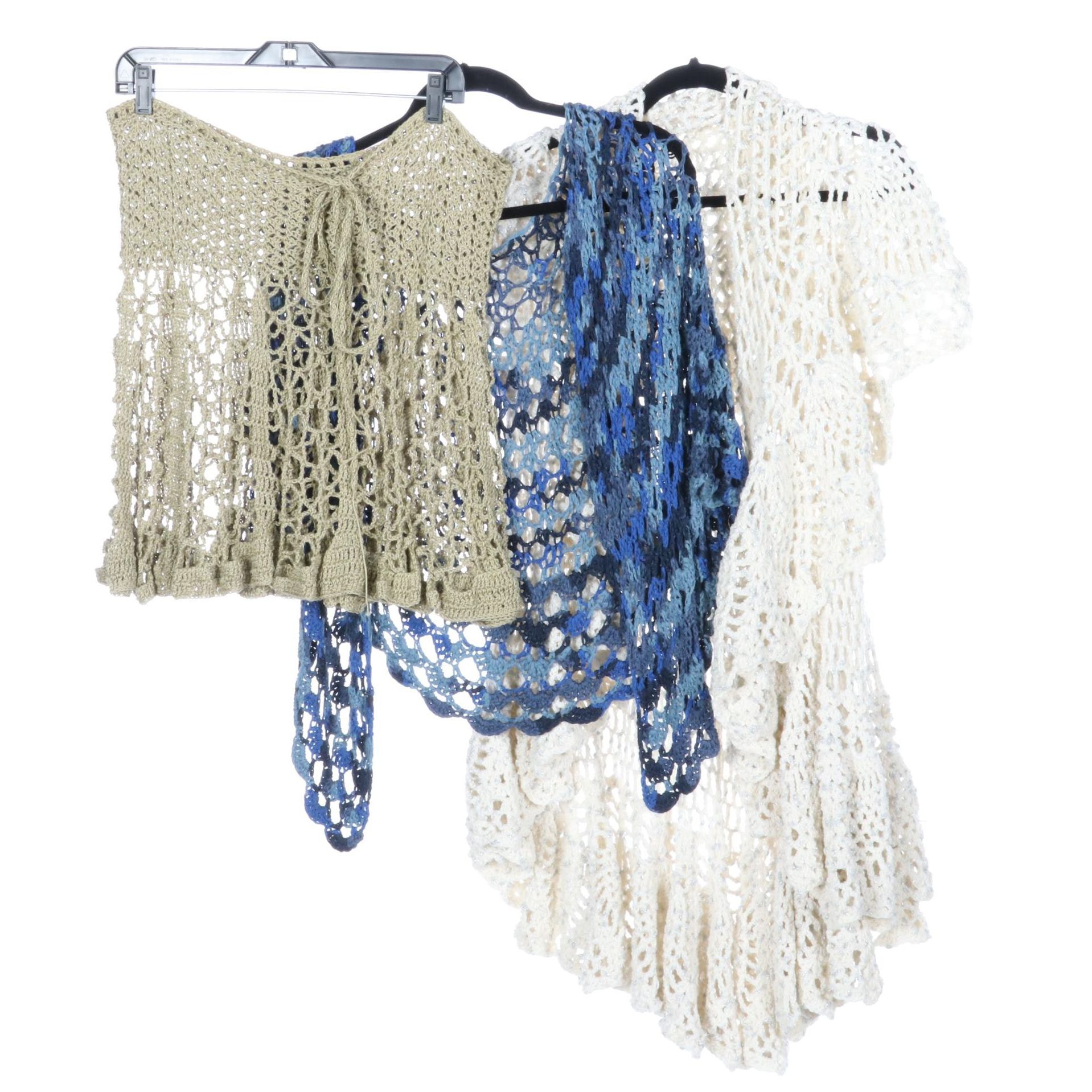 Crochet Open Front Vest, Halter Top, and Shawl