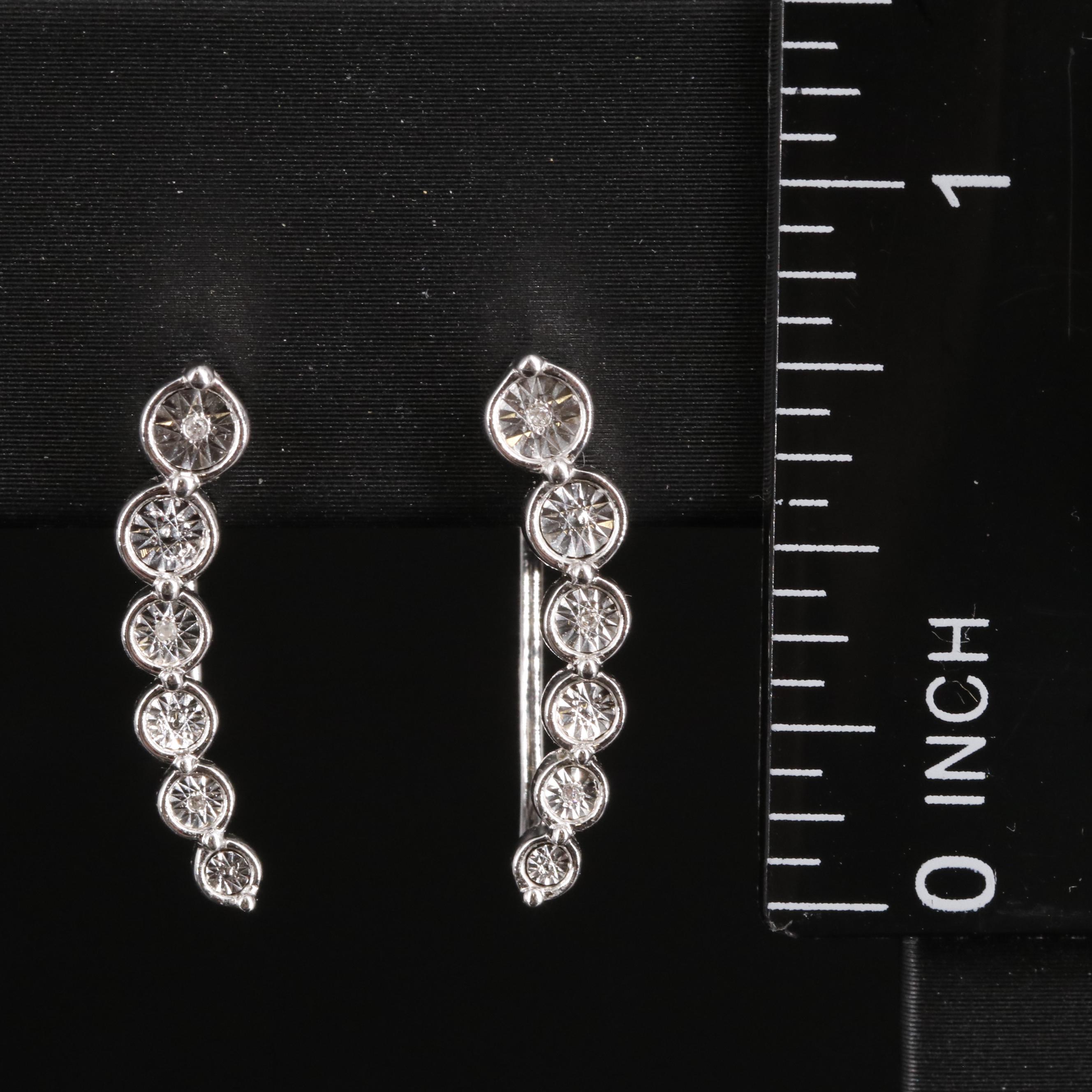 Sterling Diamond Huggie, Drop and Stud Earrings