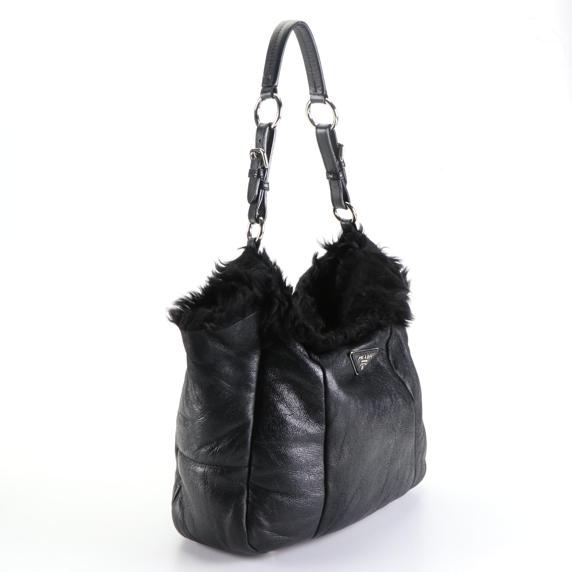 Prada Sheepskin Shearling Shoulder Bag