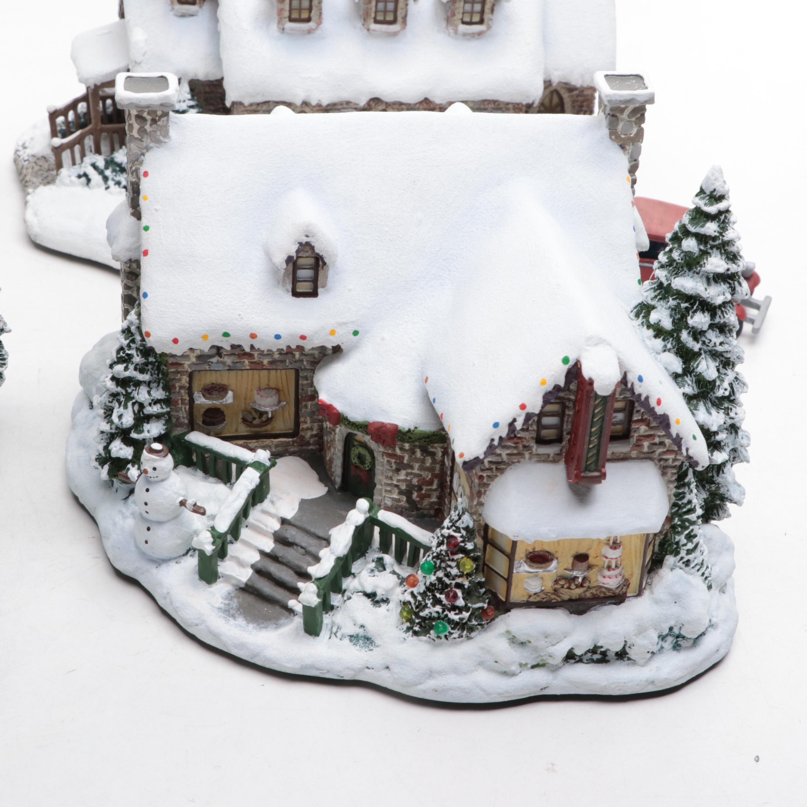 Thomas Kinkade's Village Christmas Collection Illuminated Houses