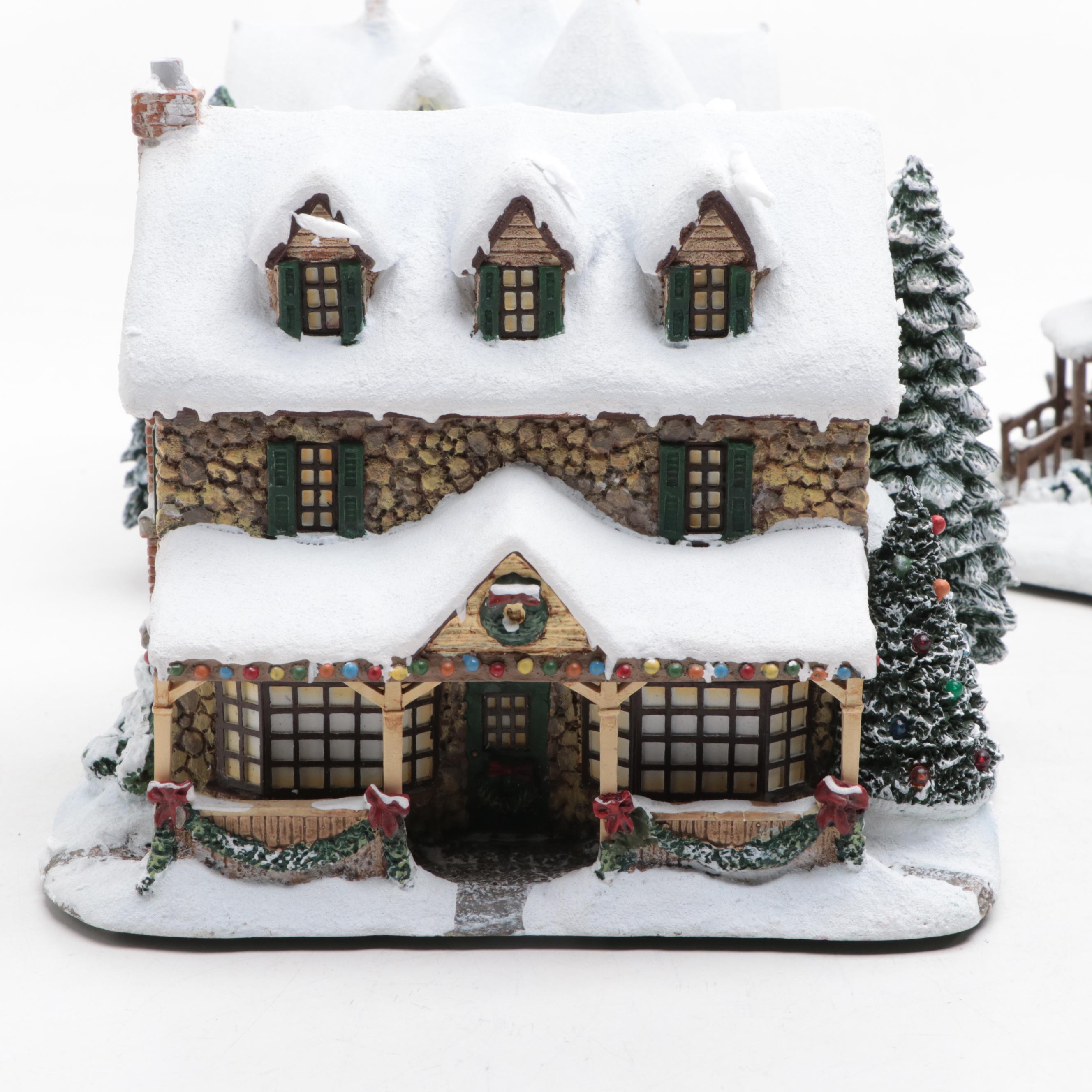 Thomas Kinkade's Village Christmas Collection Illuminated Houses