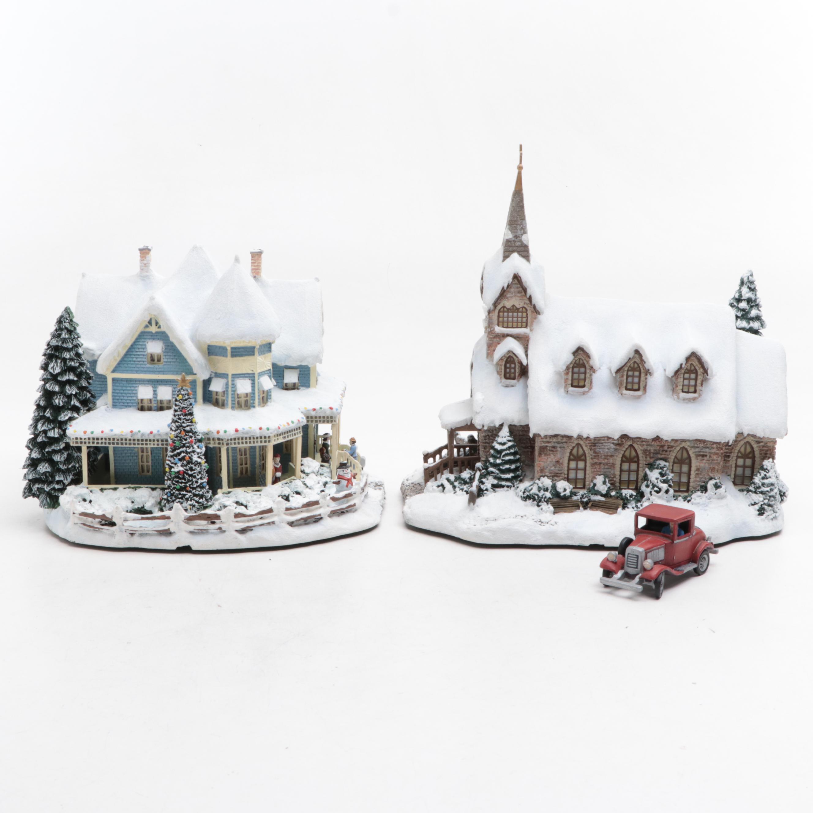 Thomas Kinkade's Village Christmas Collection Illuminated Houses