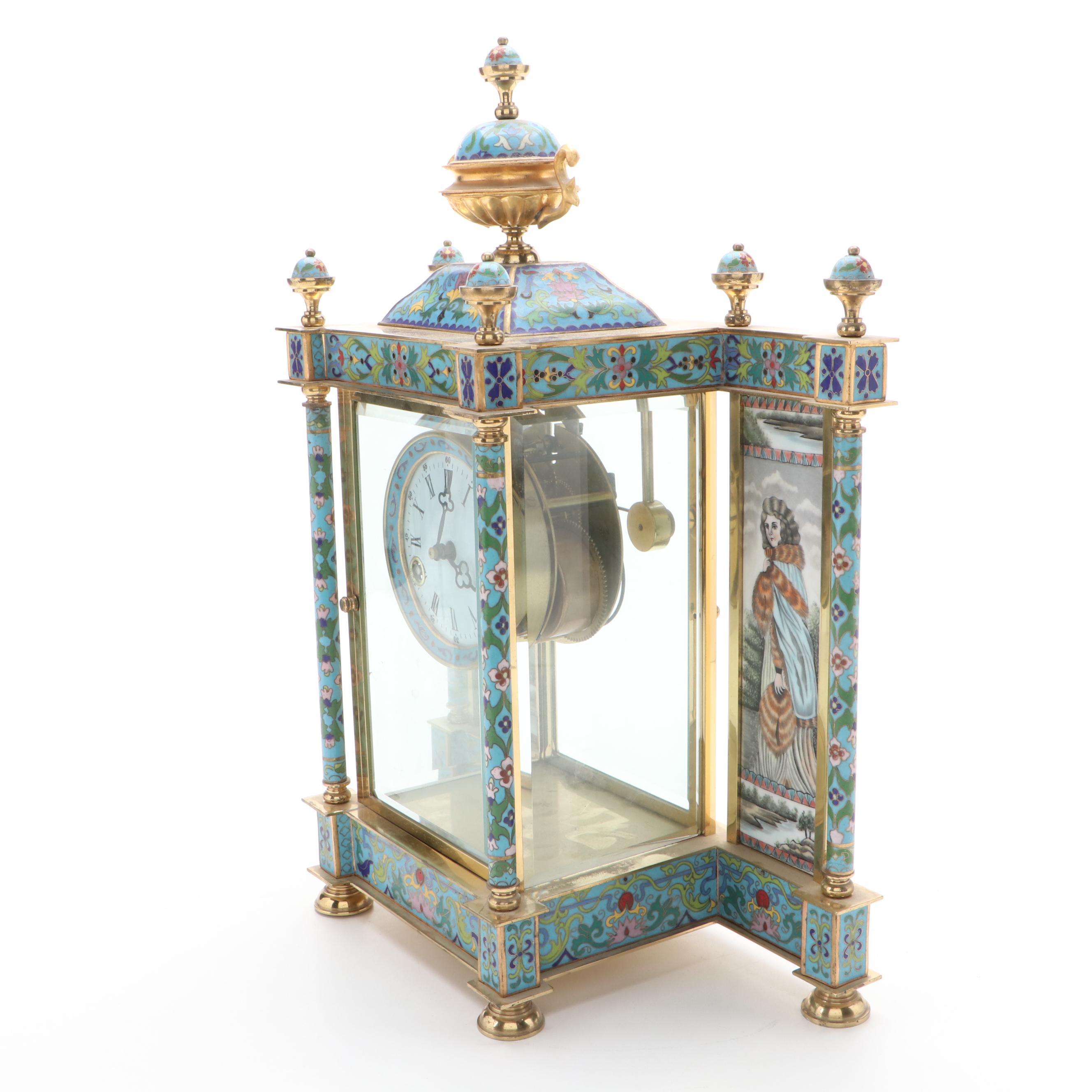 Chinese Export Cloisonné French Style Carriage Clock
