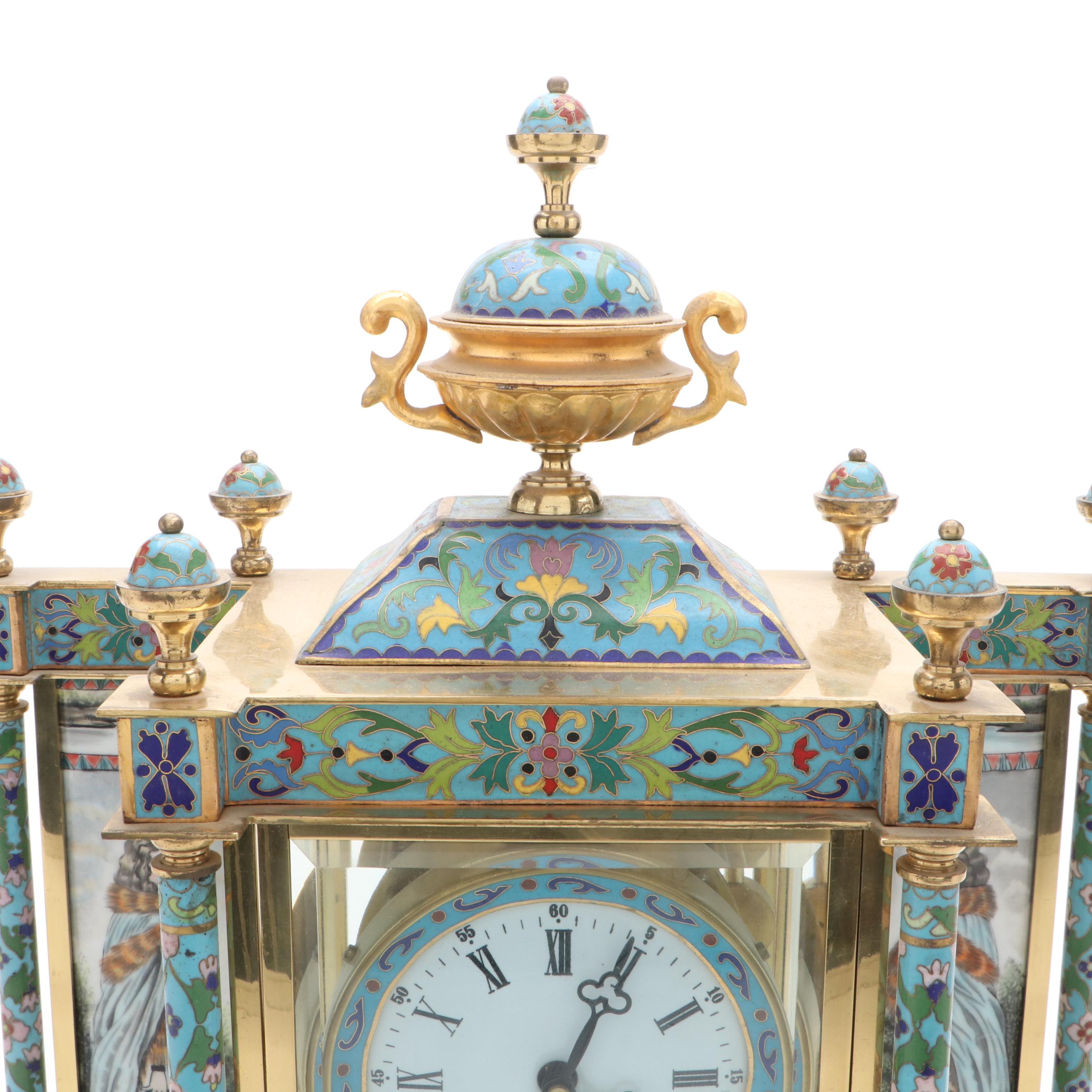Chinese Export Cloisonné French Style Carriage Clock