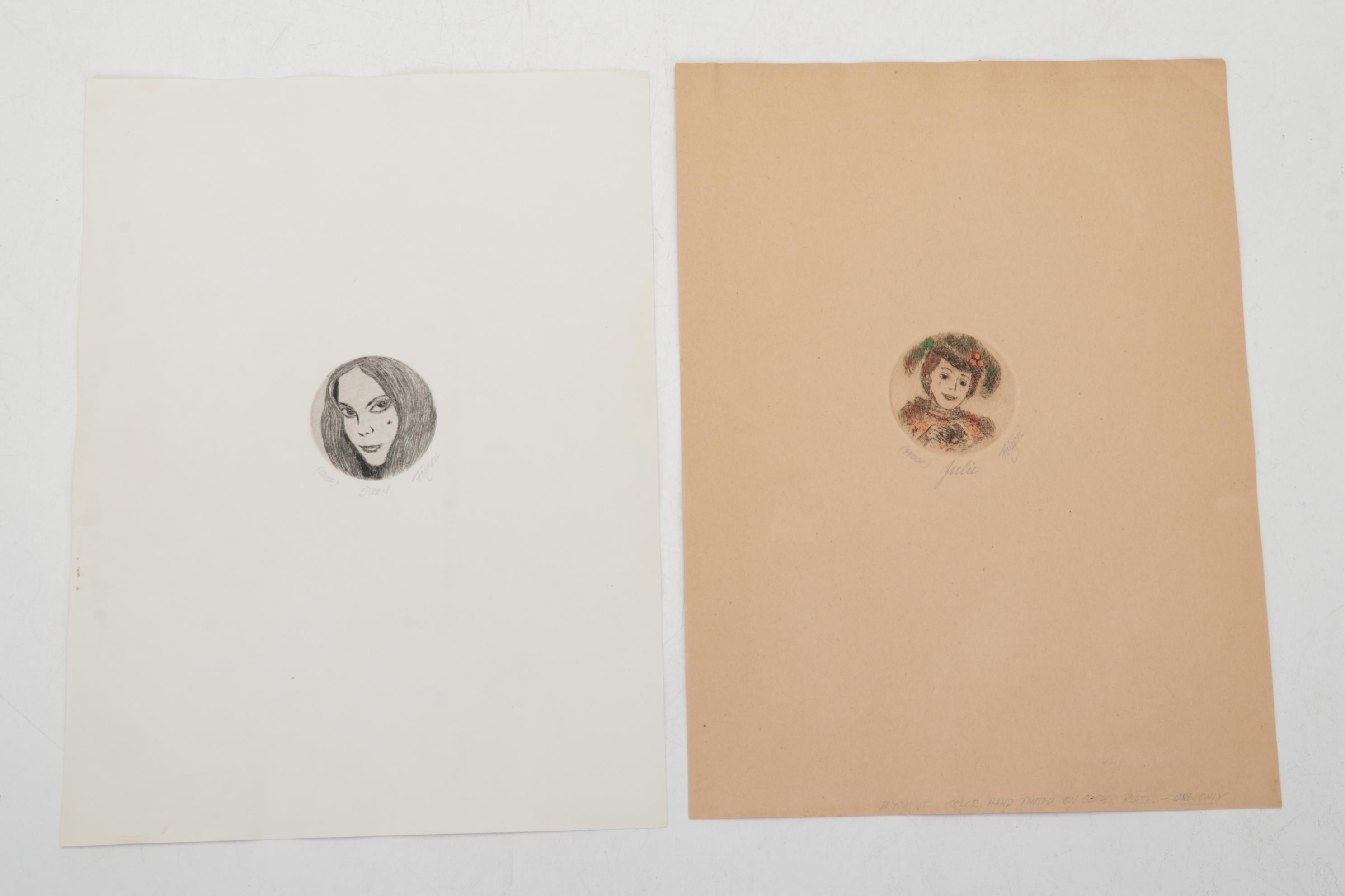 Franklin Folger Female Portrait Study Etchings and Drypoints, Circa 1970