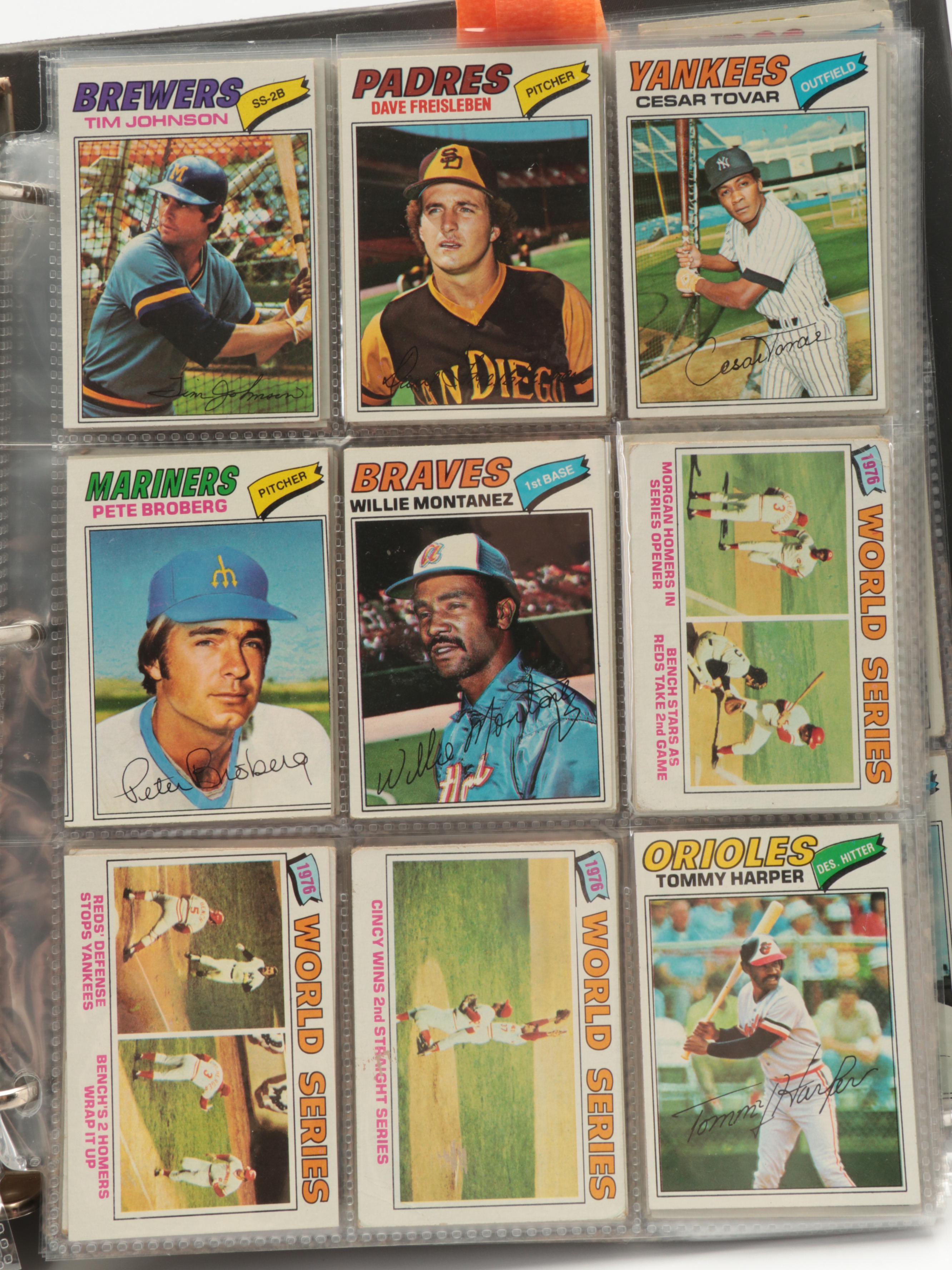 1977 Topps Baseball Cards with Johnny Bench, Jim Palmer and More