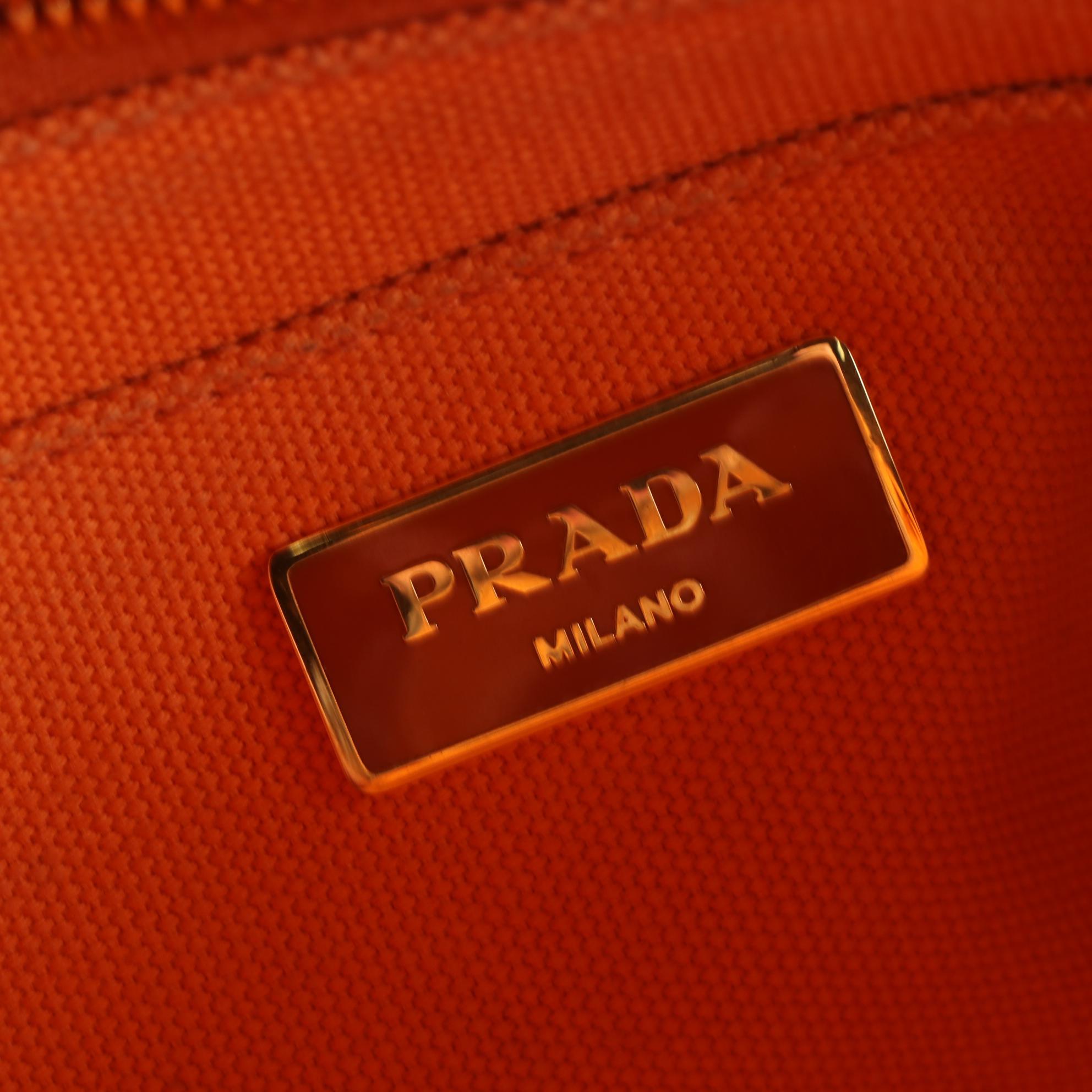 Prada Embellished Canapa Canvas Tote Bag with Detachable Strap