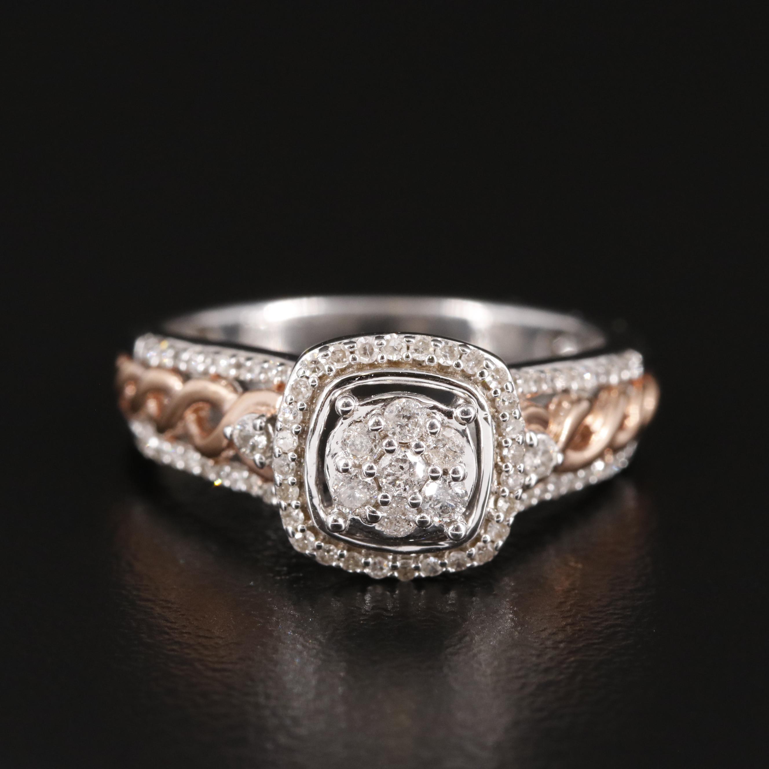 Sterling Diamond Two-Tone Ring