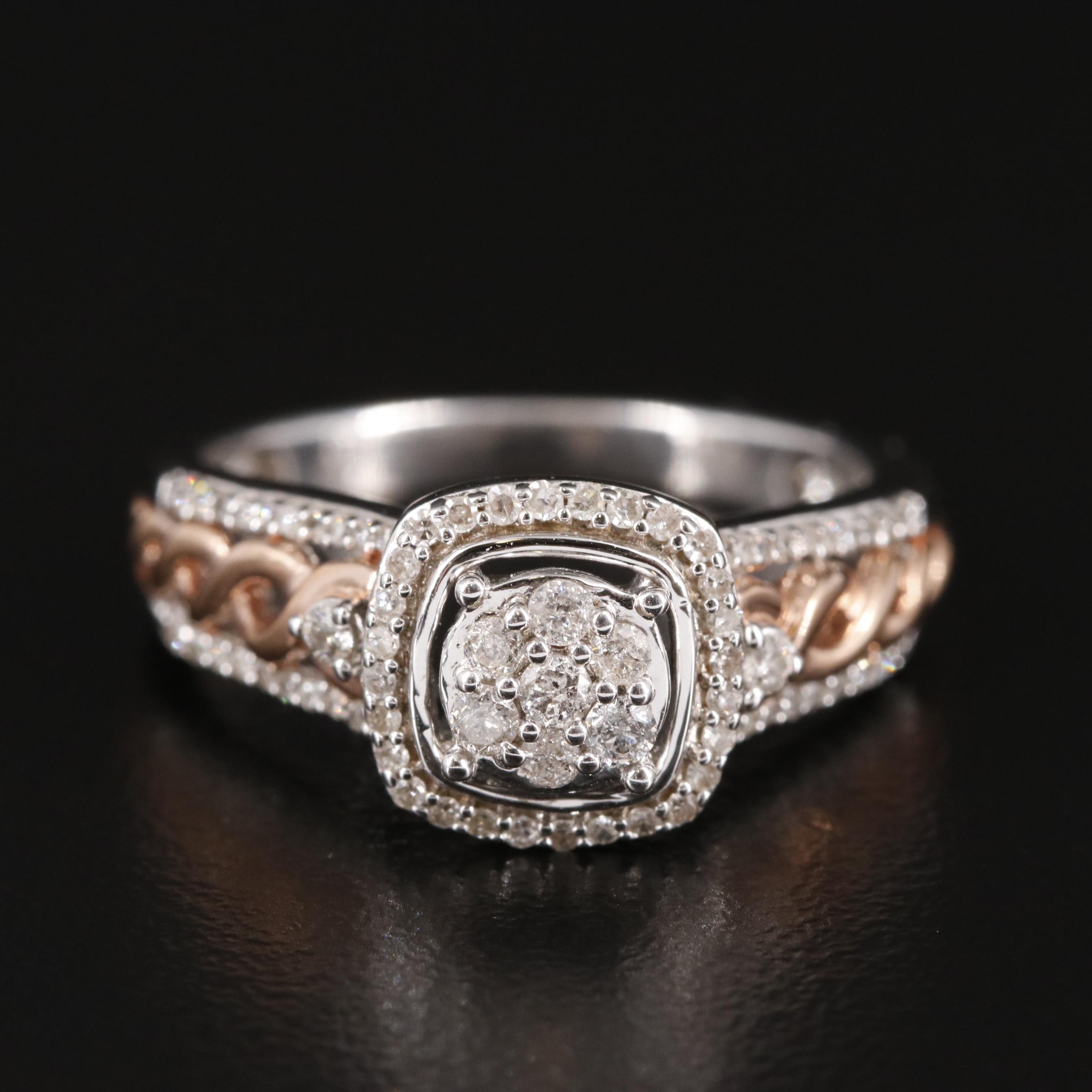 Sterling Diamond Two-Tone Ring