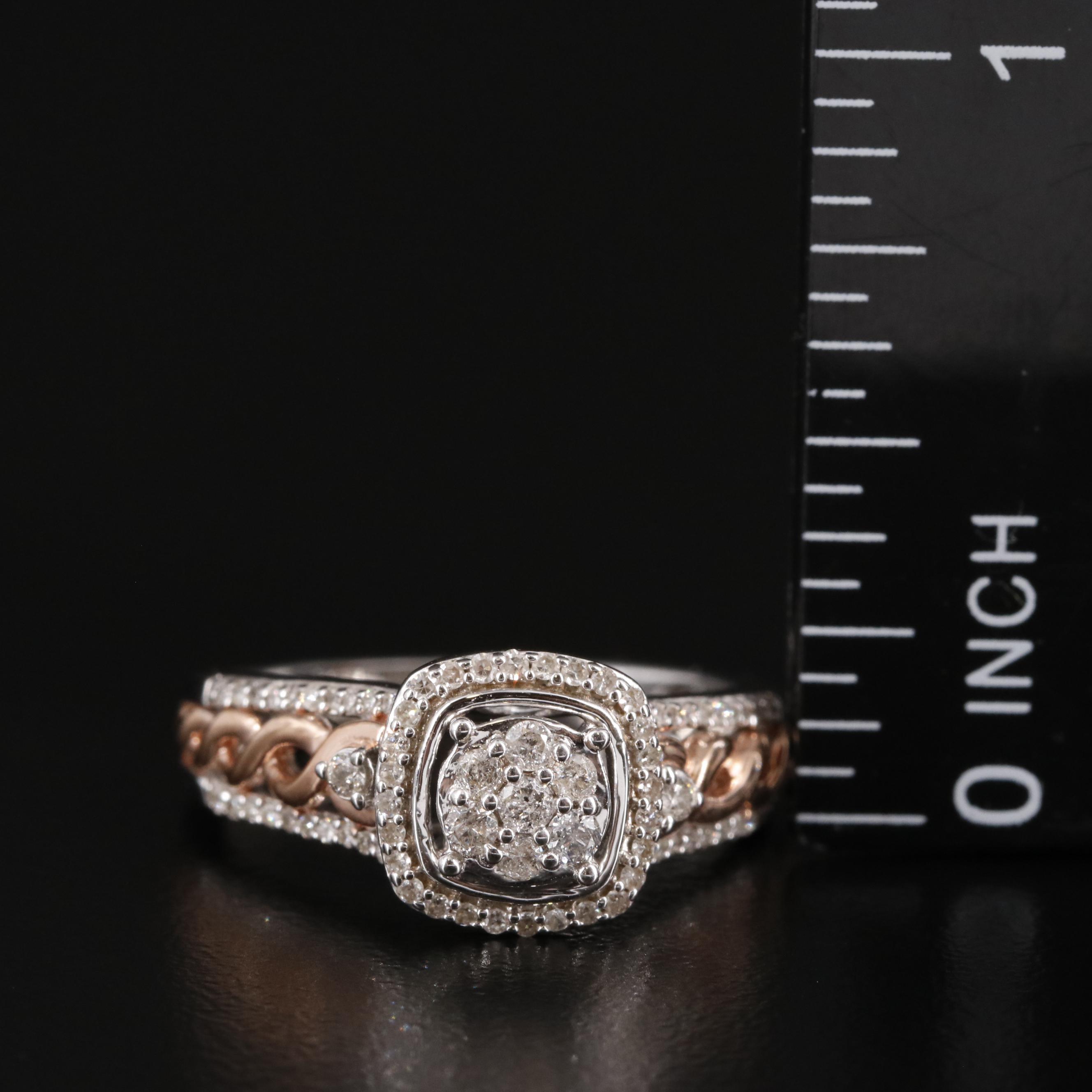 Sterling Diamond Two-Tone Ring