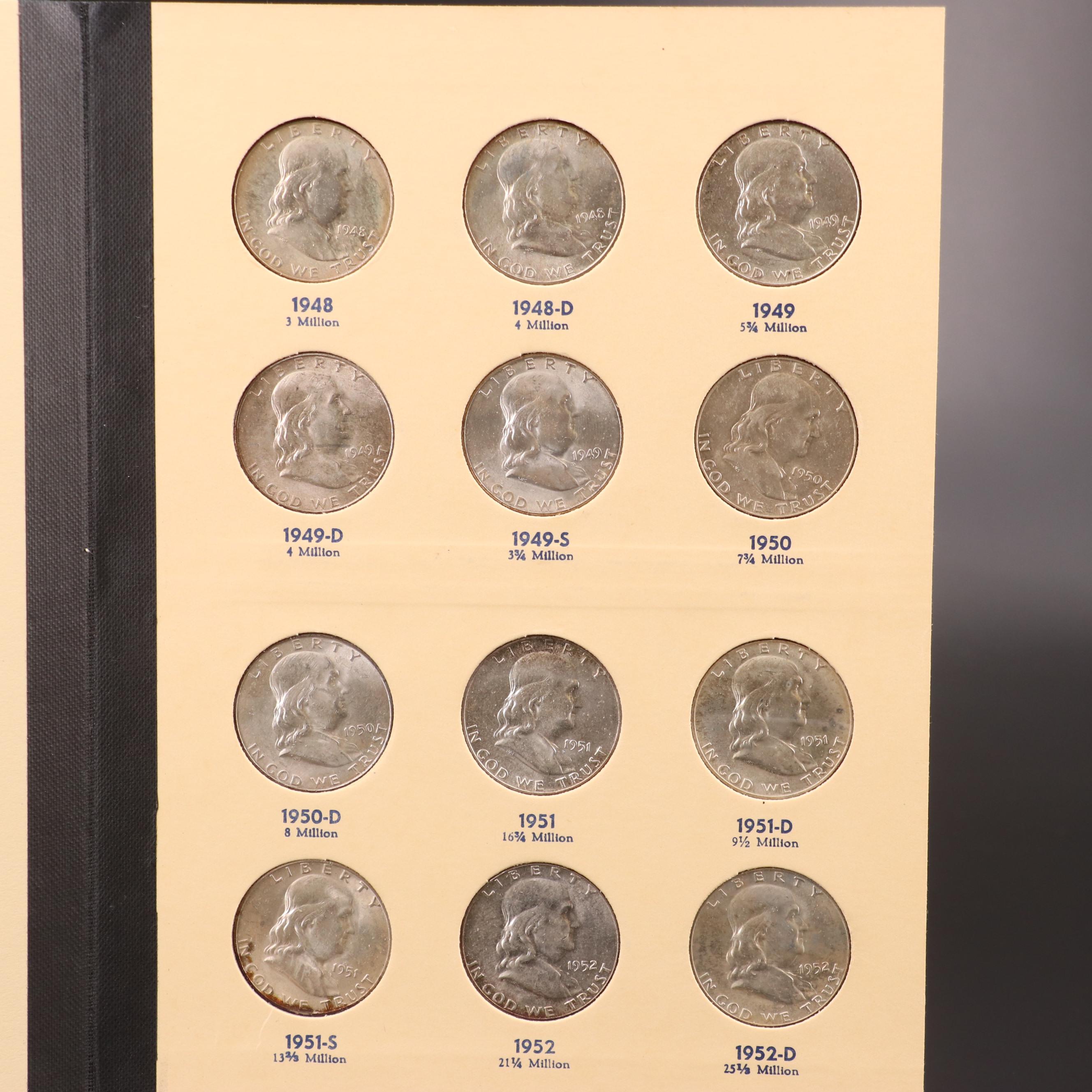 Complete Collection of Thirty-five Franklin Silver Half Dollars