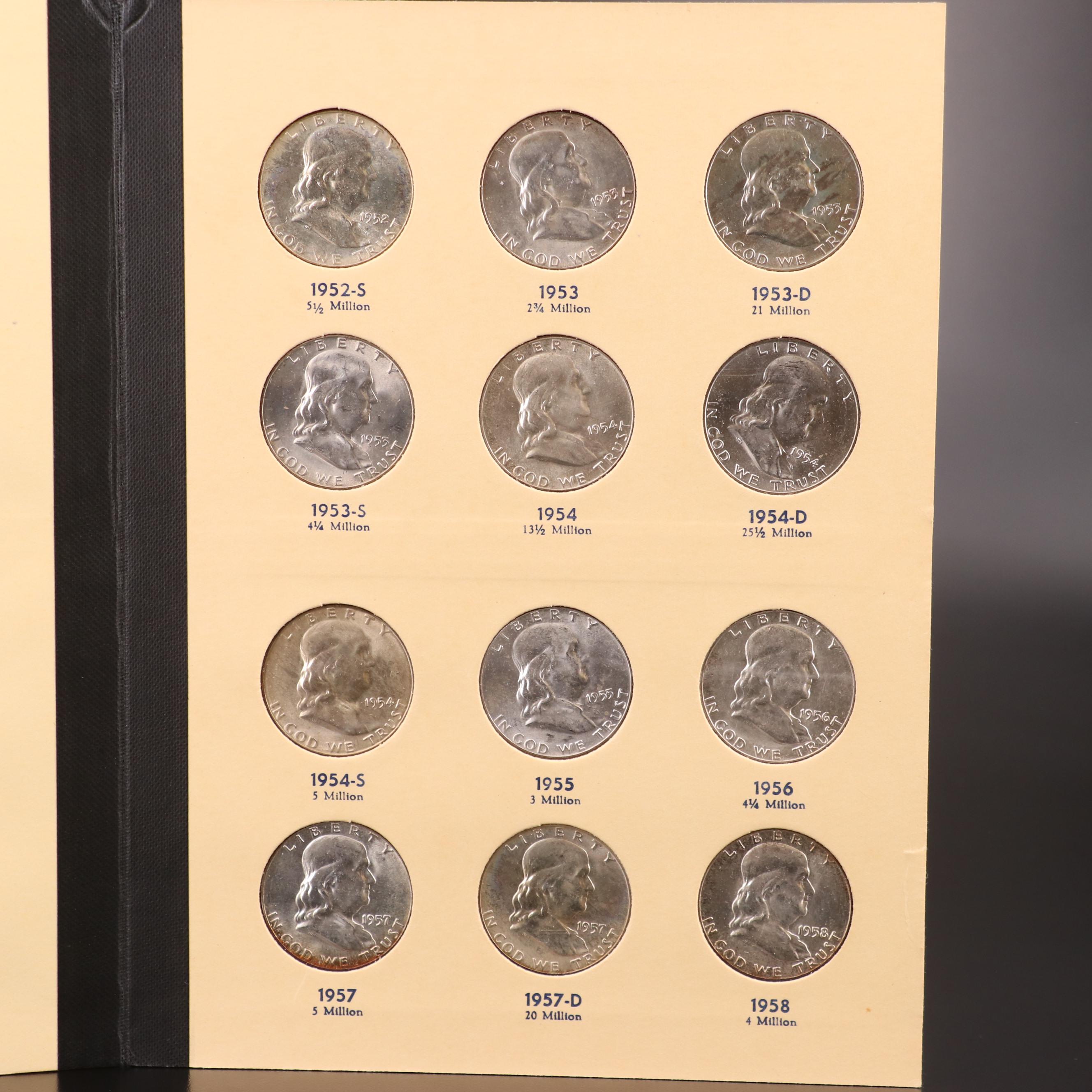 Complete Collection of Thirty-five Franklin Silver Half Dollars