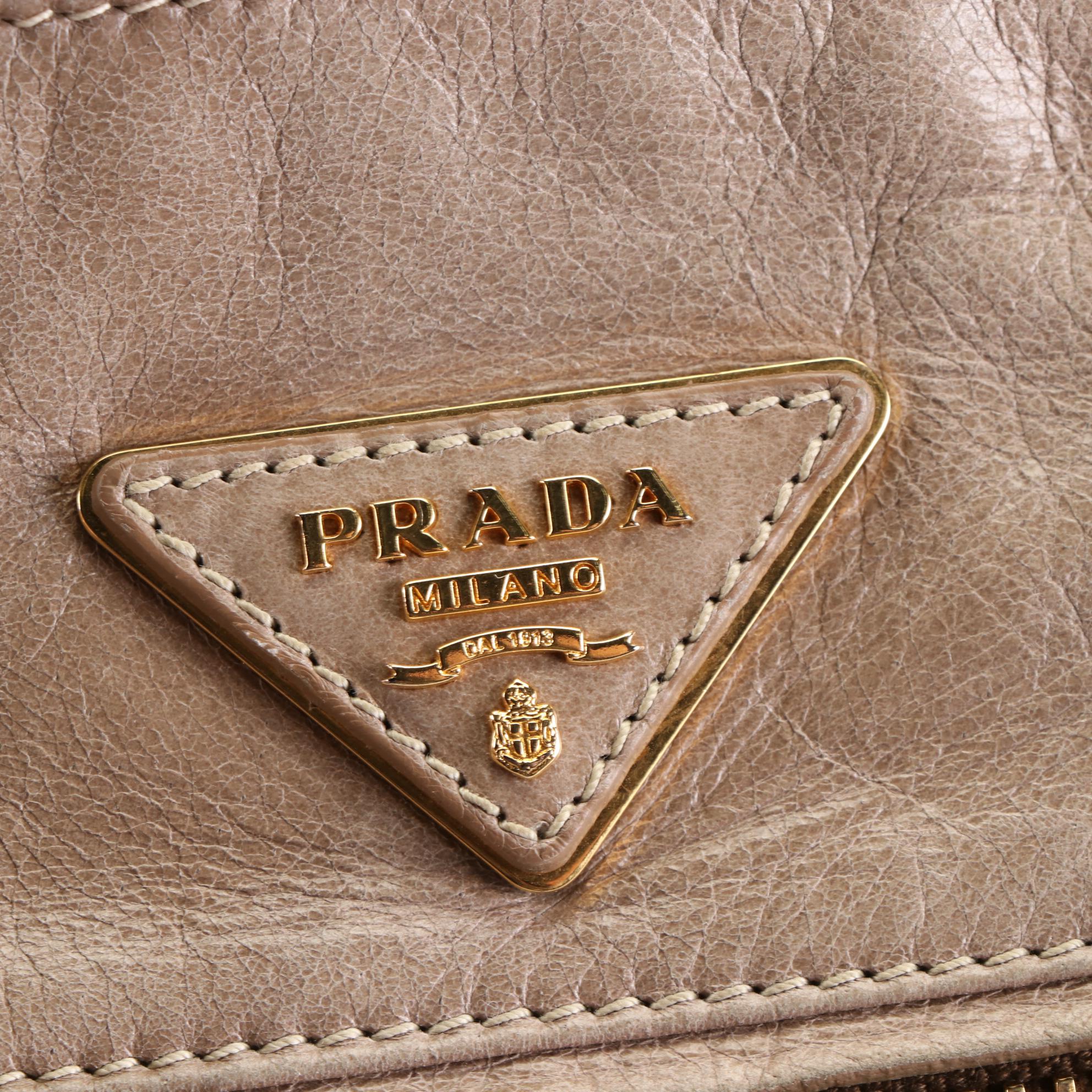 Prada Two-Way Satchel Bag in Deserto Vitello Shine Leather